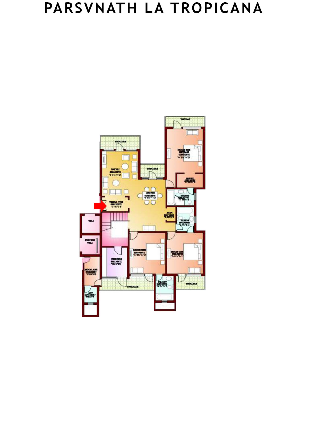 Parsvnath La Tropicana Tower 23 Unit 3 (Penthouse) Floor Plan