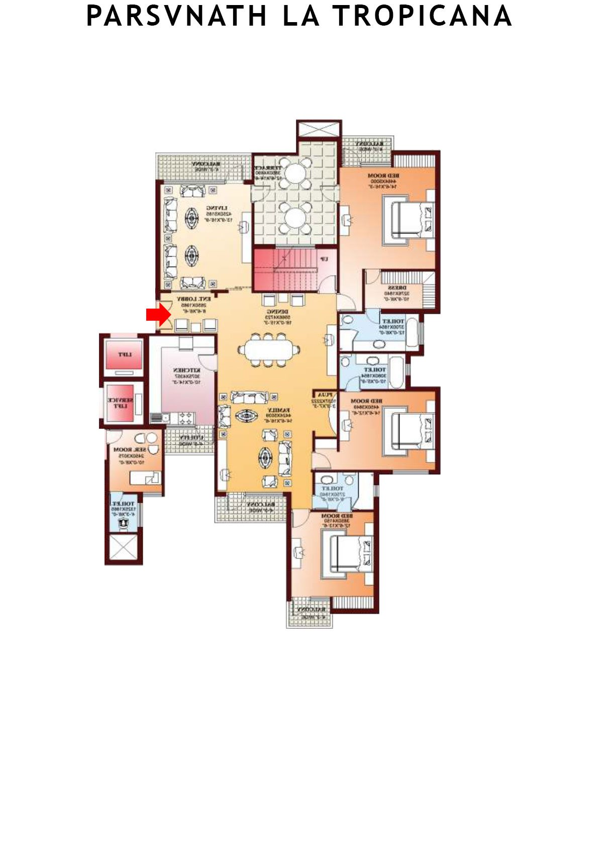 Parsvnath La Tropicana Tower 2 Unit 1 (Penthouse) Floor Plan
