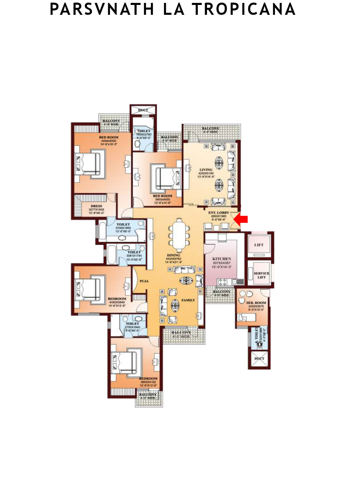 Parsvnath La Tropicana Tower 2 Unit 2 Floor Plan