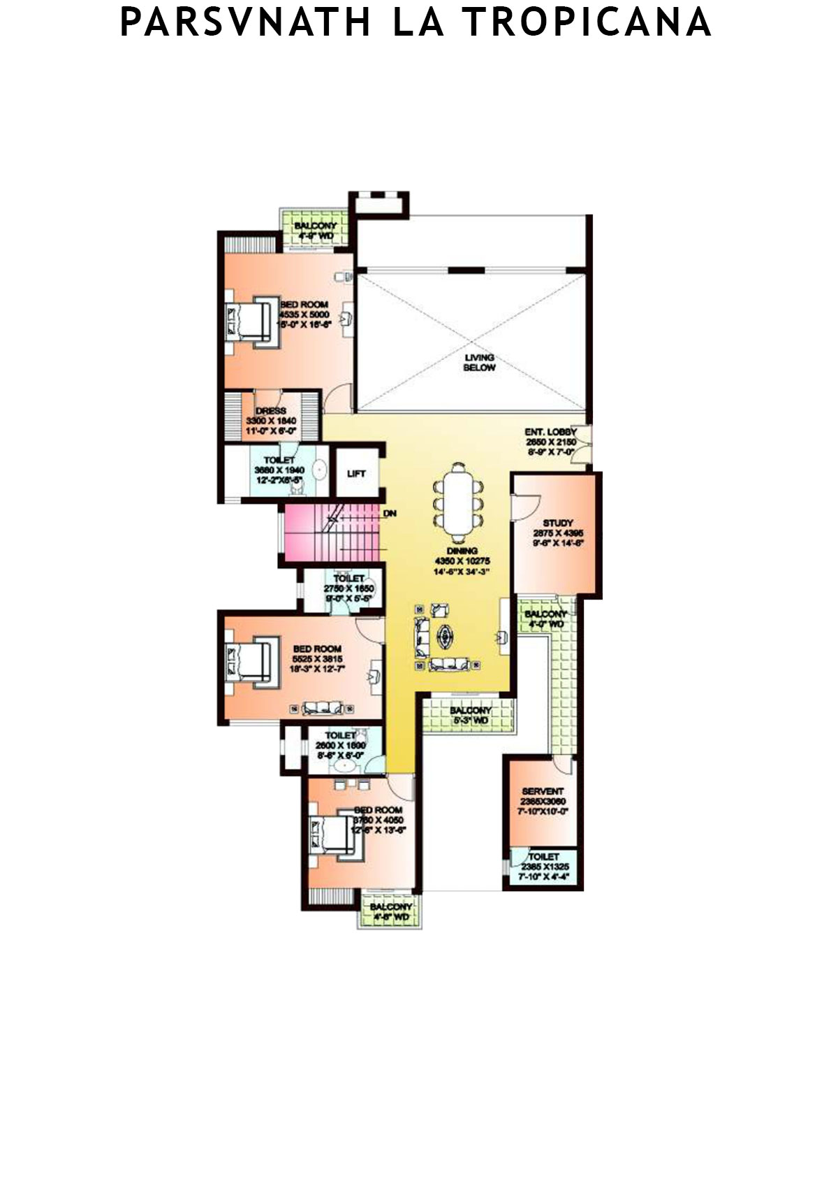 Parsvnath La Tropicana Tower 2 Unit 2 (Villa) Floor Plan