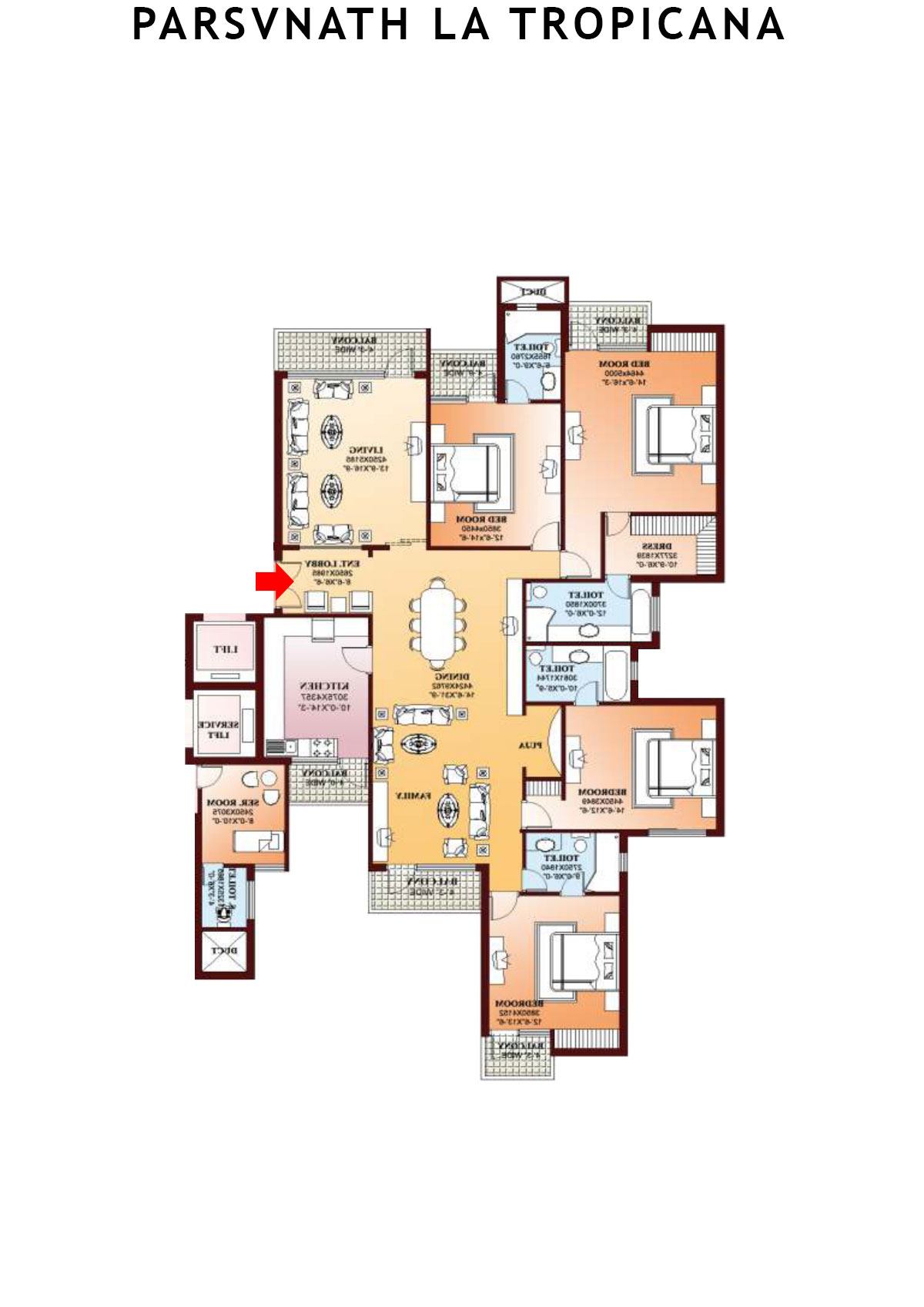Parsvnath La Tropicana Tower 3 Unit 1 Floor Plan