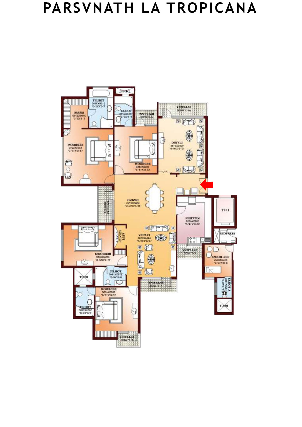 Parsvnath La Tropicana Tower 3 Unit 2 Floor Plan