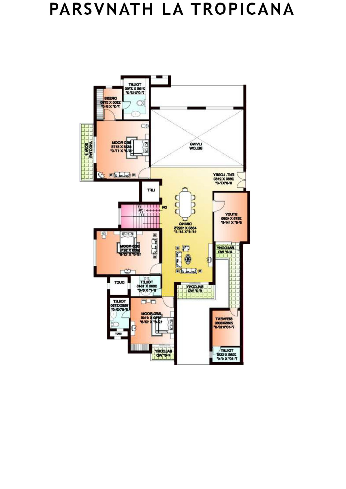 Parsvnath La Tropicana Tower 3 Unit 2 (Villa) Floor Plan