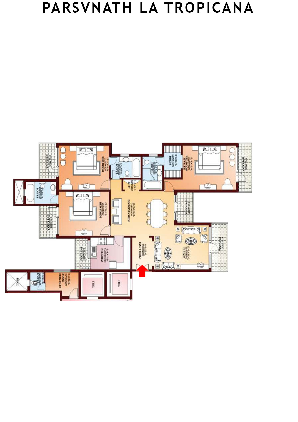 Parsvnath La Tropicana Tower 4 Unit 2 Floor Plan
