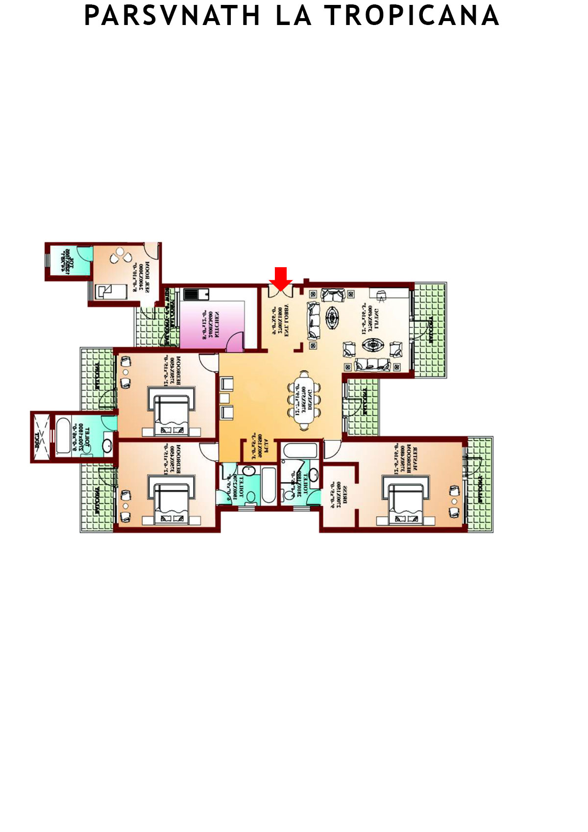 Parsvnath La Tropicana Tower 5 Unit 1 Floor Plan
