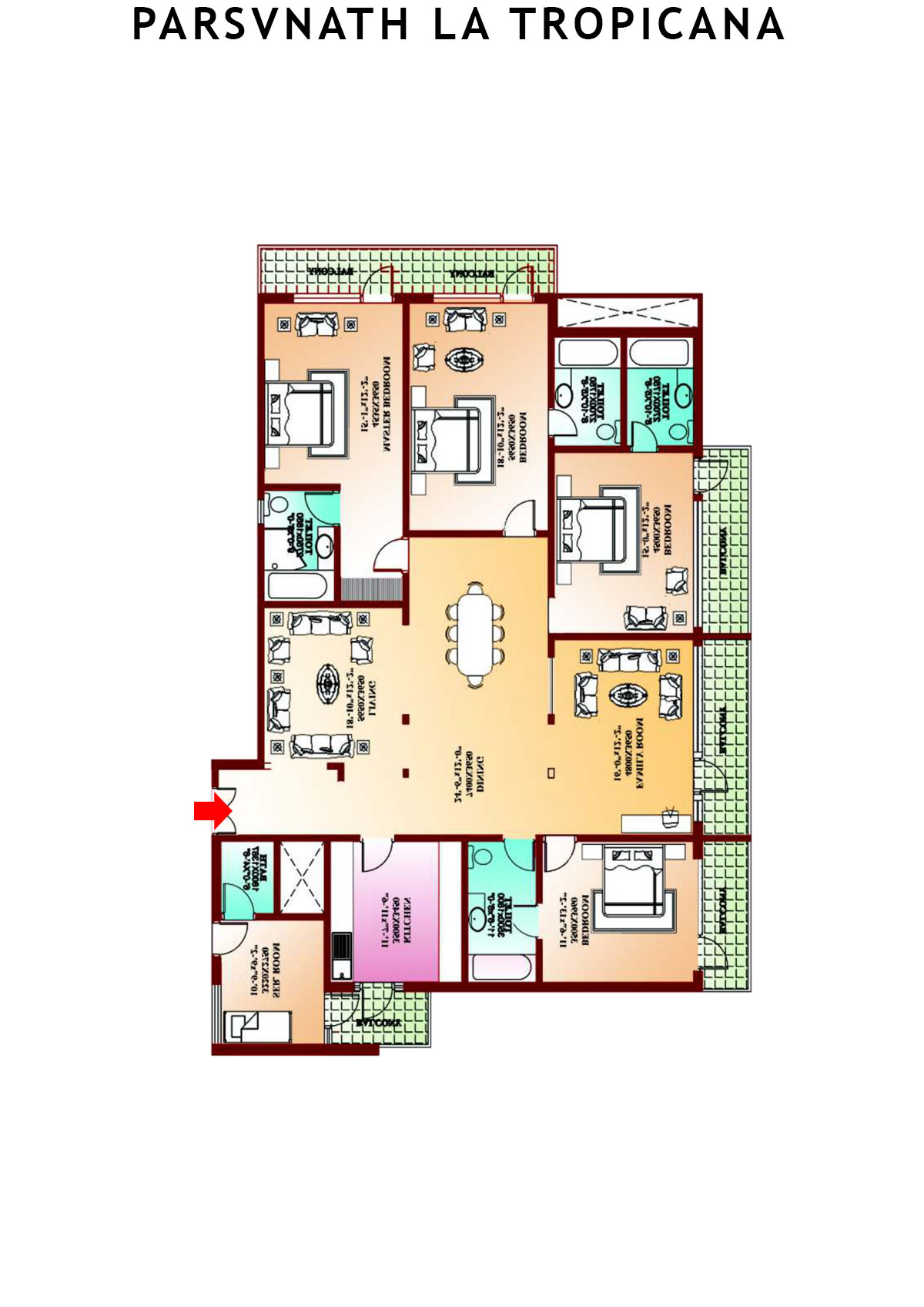 Parsvnath La Tropicana Tower 5 Unit 2 Floor Plan
