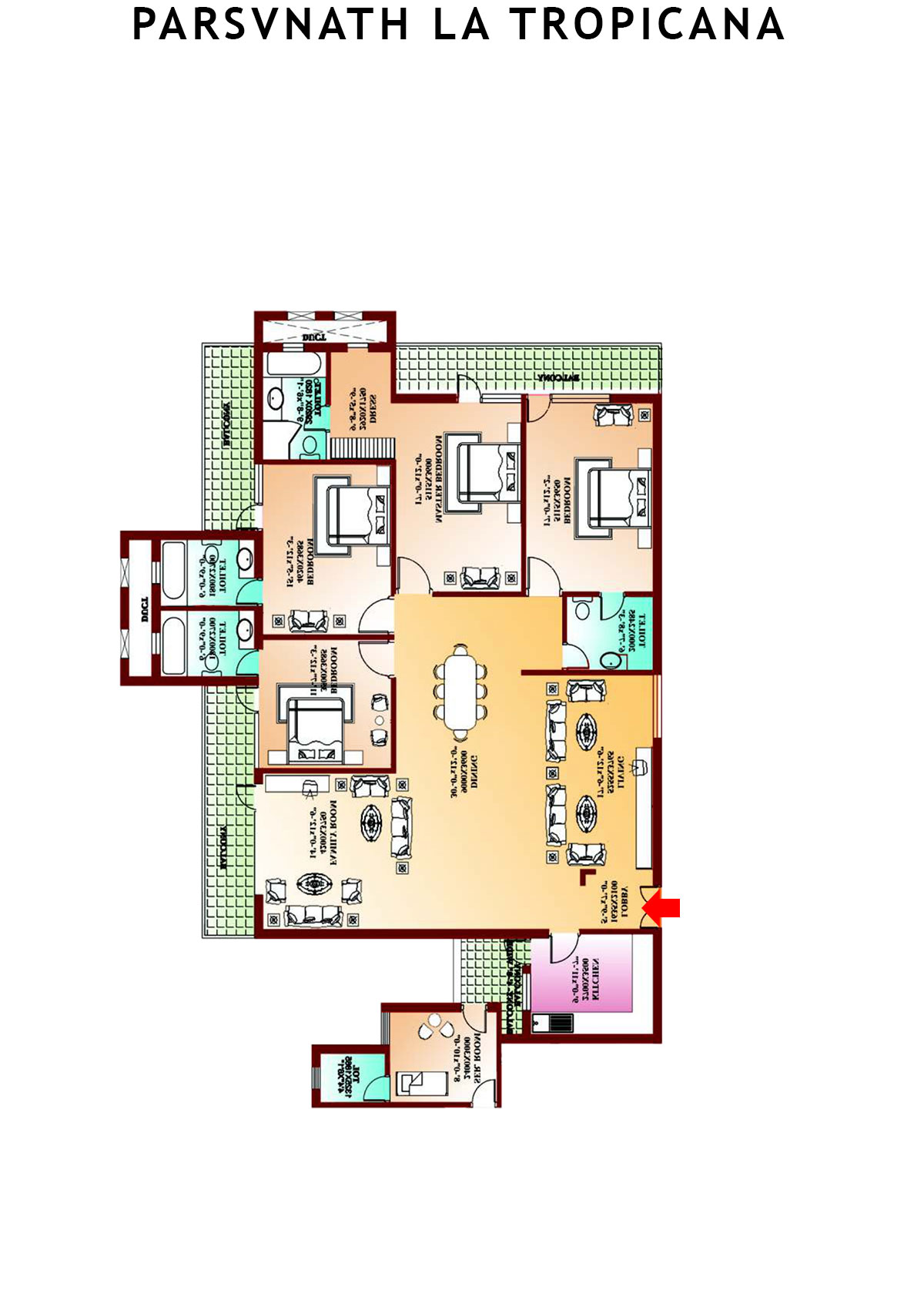 Parsvnath La Tropicana Tower 5 Unit 3 Floor Plan