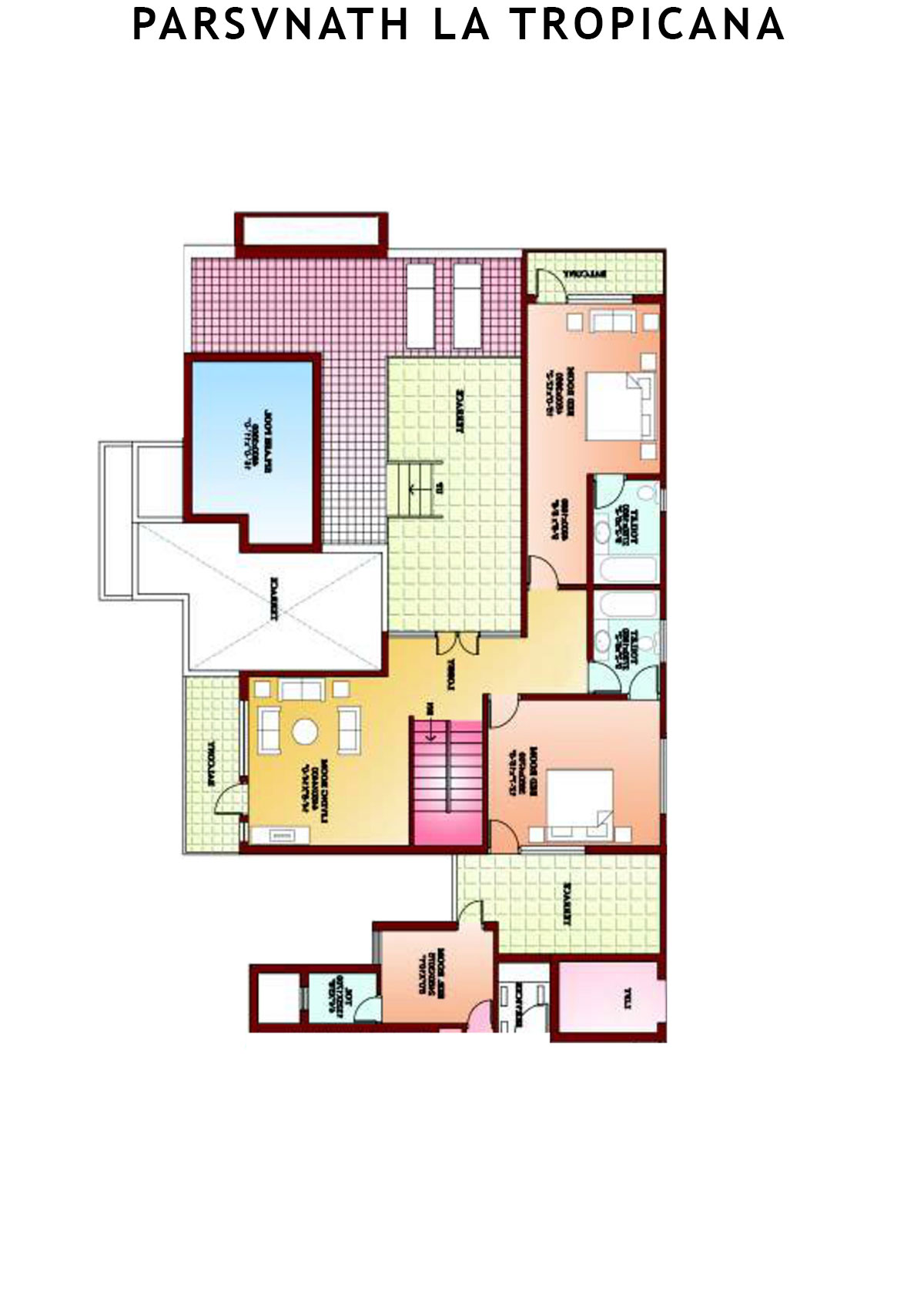 Parsvnath La Tropicana Tower 5 Unit 3 (Penthouse) Floor Plan