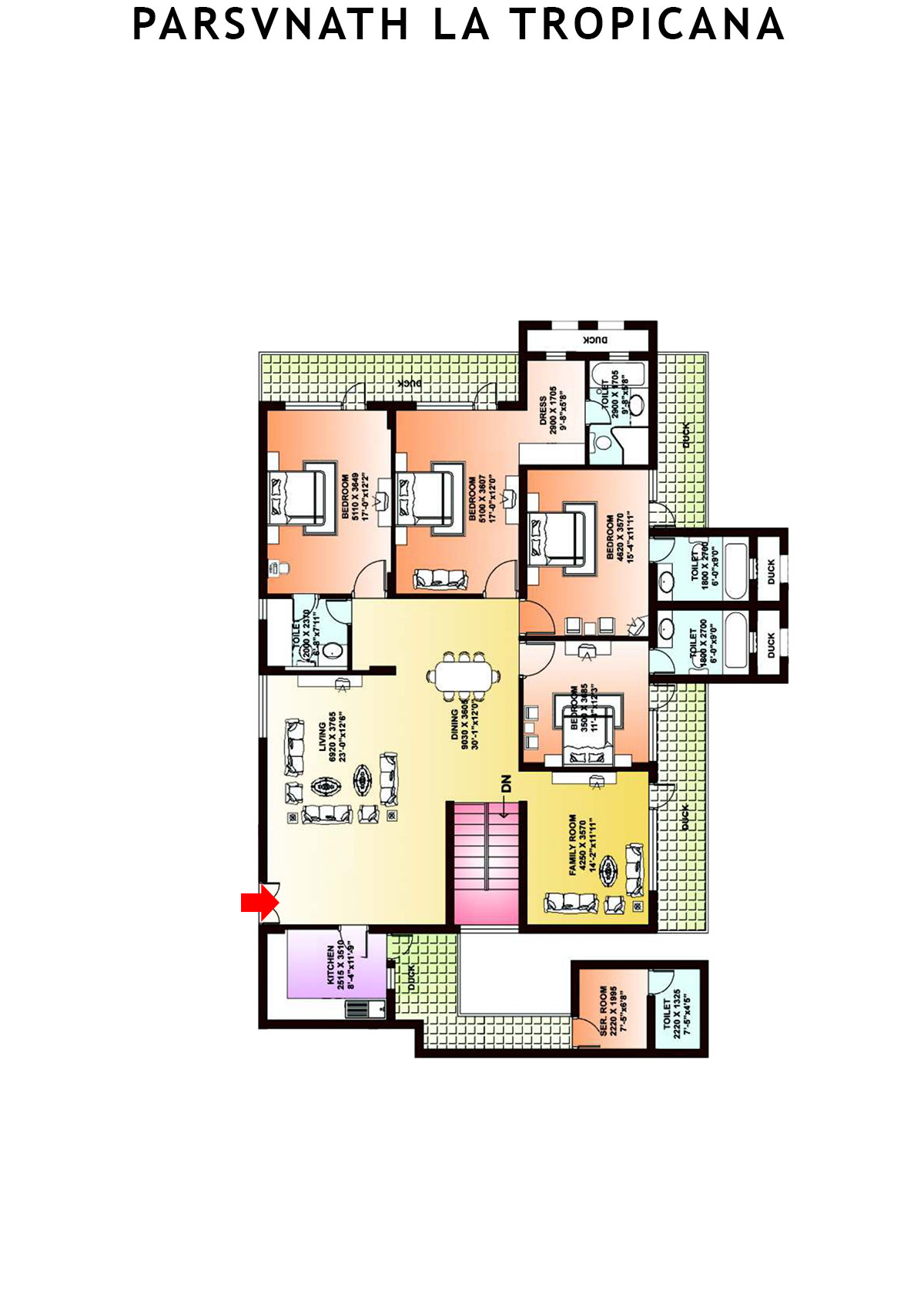 Parsvnath La Tropicana Tower 5 Unit 3 (Villa) Floor Plan