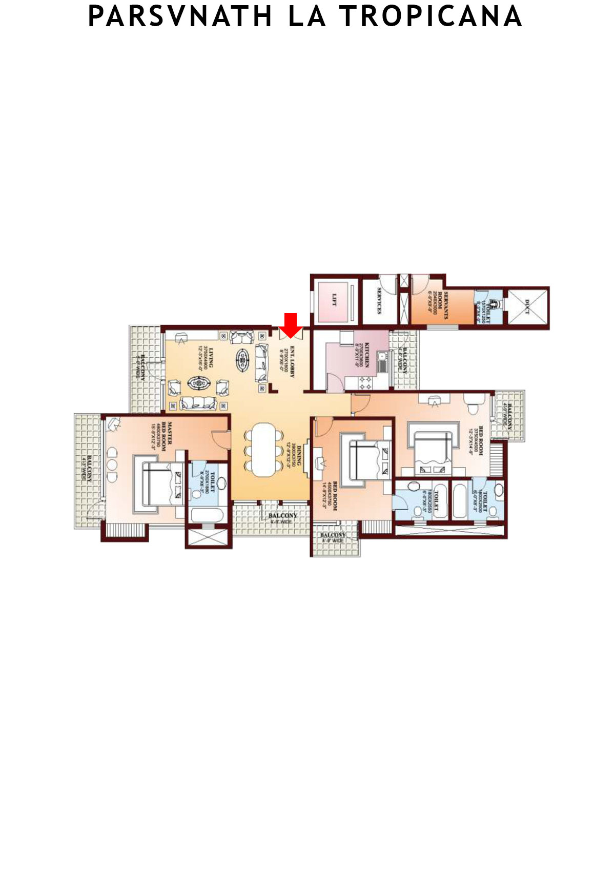 Parsvnath La Tropicana Tower 6 Unit 1 Floor Plan