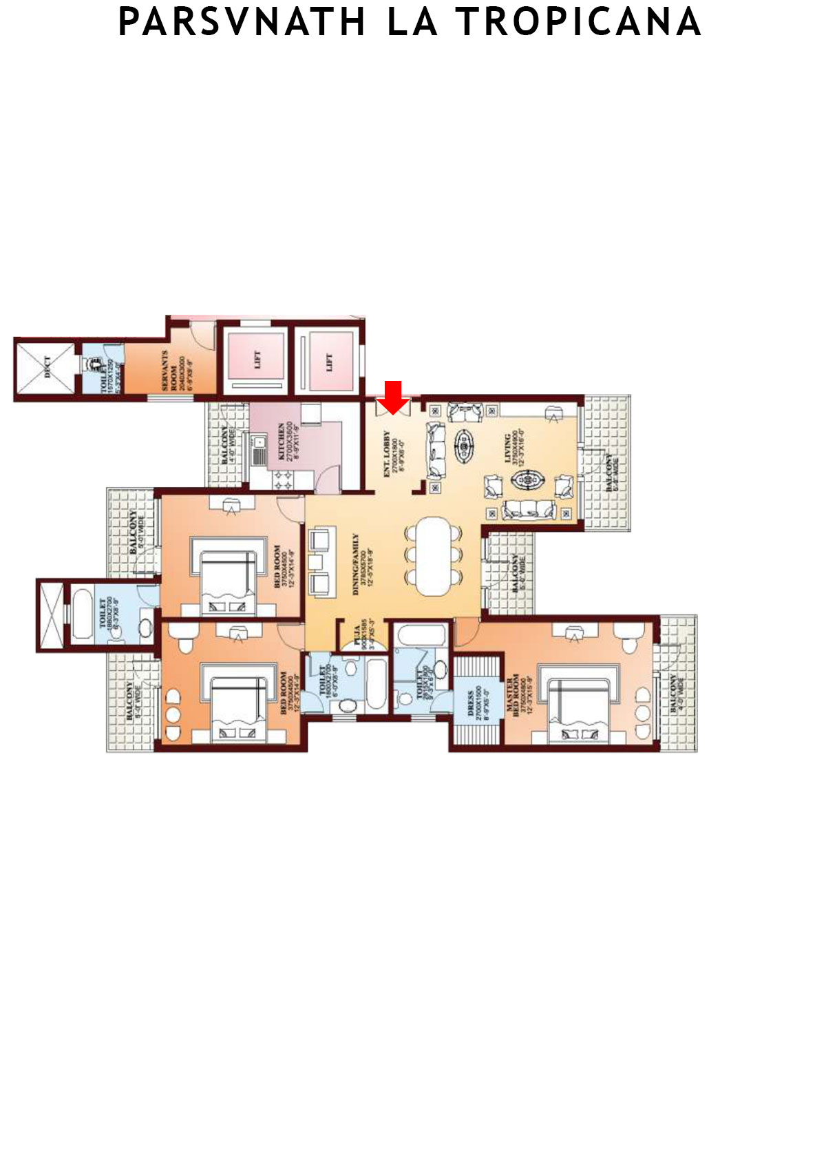 Parsvnath La Tropicana Tower 7 Unit 1 Floor Plan