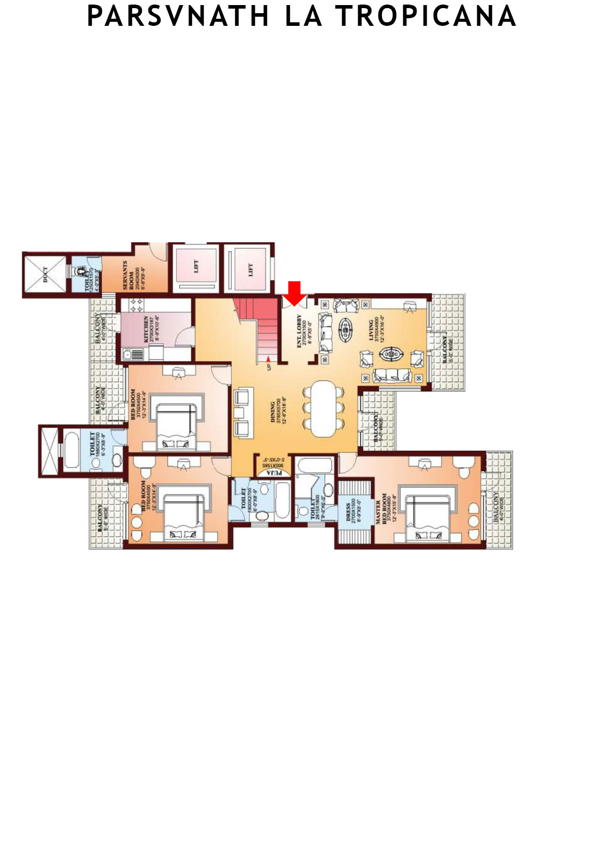 Parsvnath La Tropicana Tower 7 Unit 1 (Penthouse) Floor Plan
