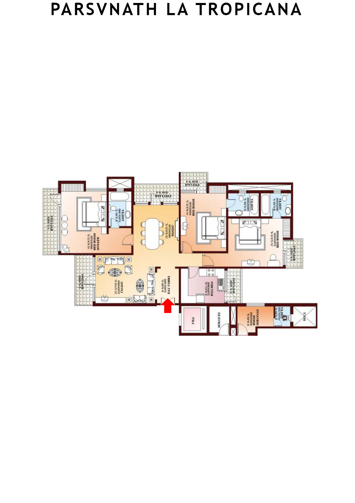 Parsvnath La Tropicana Tower 7 Unit 2 Floor Plan