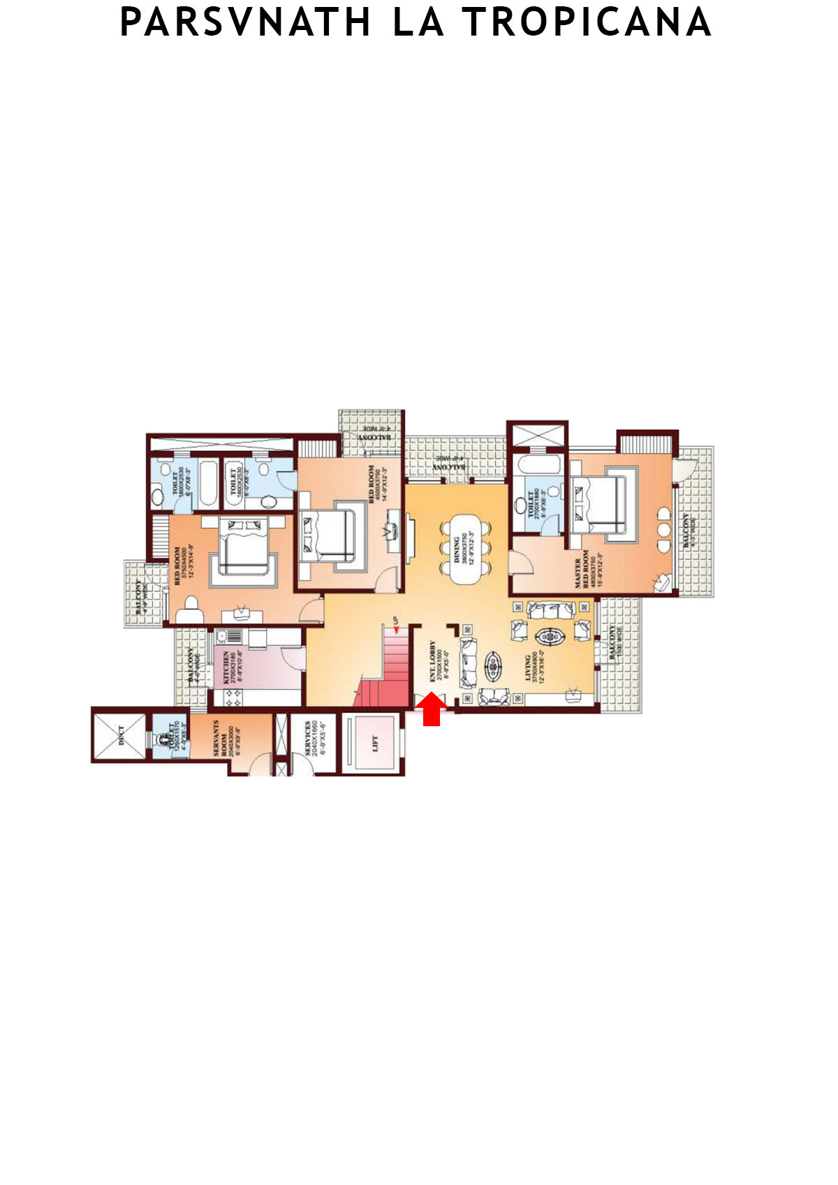 Parsvnath La Tropicana Tower 7 Unit 2 (Penthouse) Floor Plan