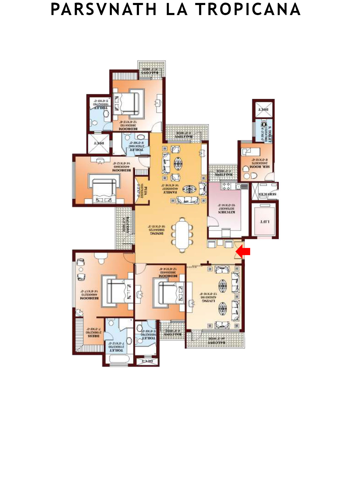 Parsvnath La Tropicana Tower 8 Unit 1 Floor Plan
