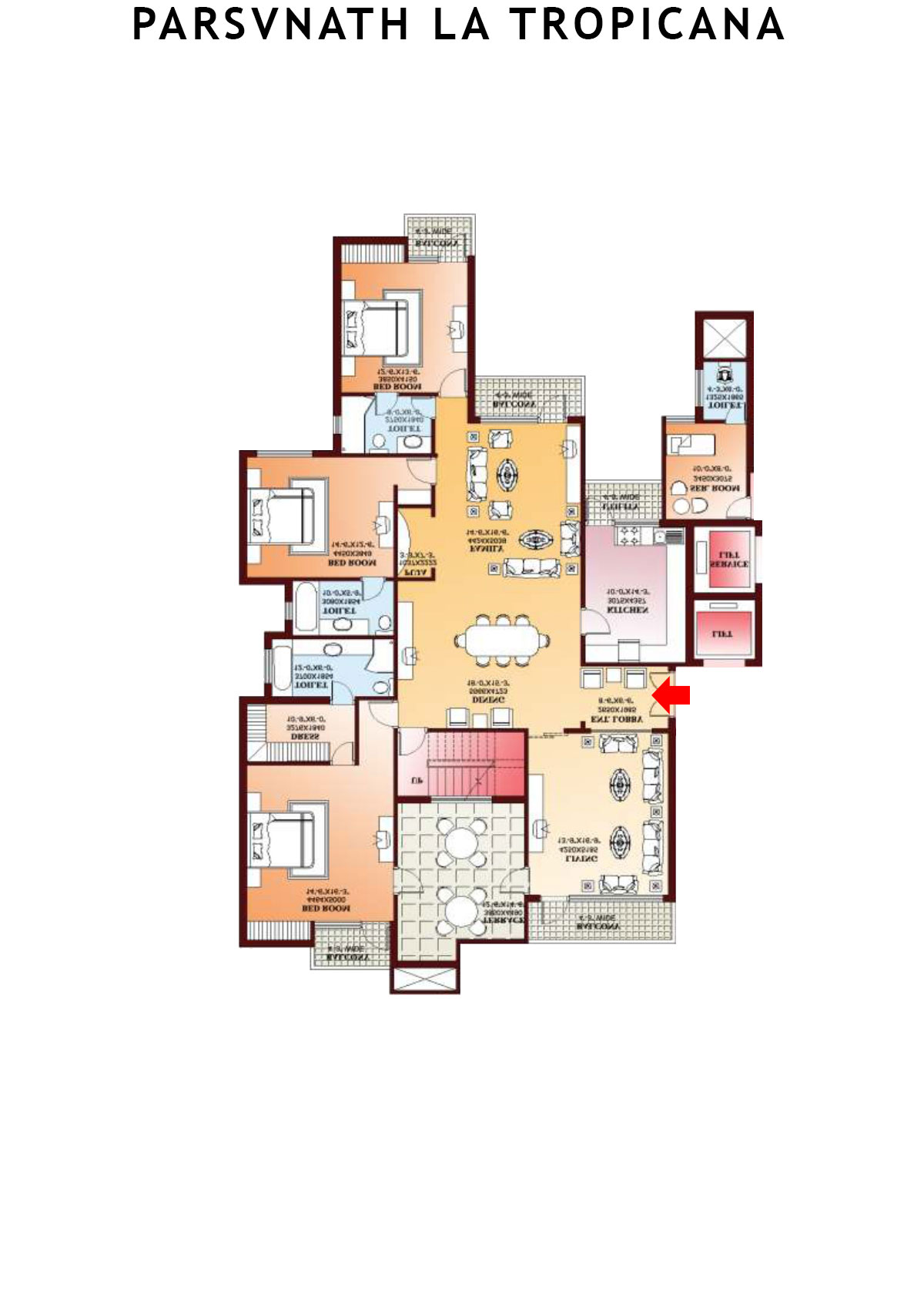Parsvnath La Tropicana Tower 9 Unit 1 (Penthouse) Floor Plan