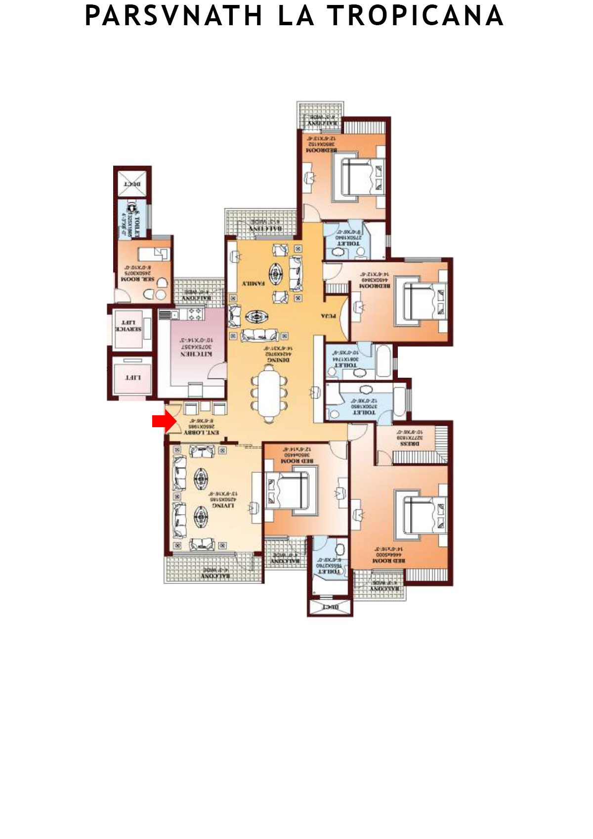 Parsvnath La Tropicana Tower 9 Unit 2 Floor Plan