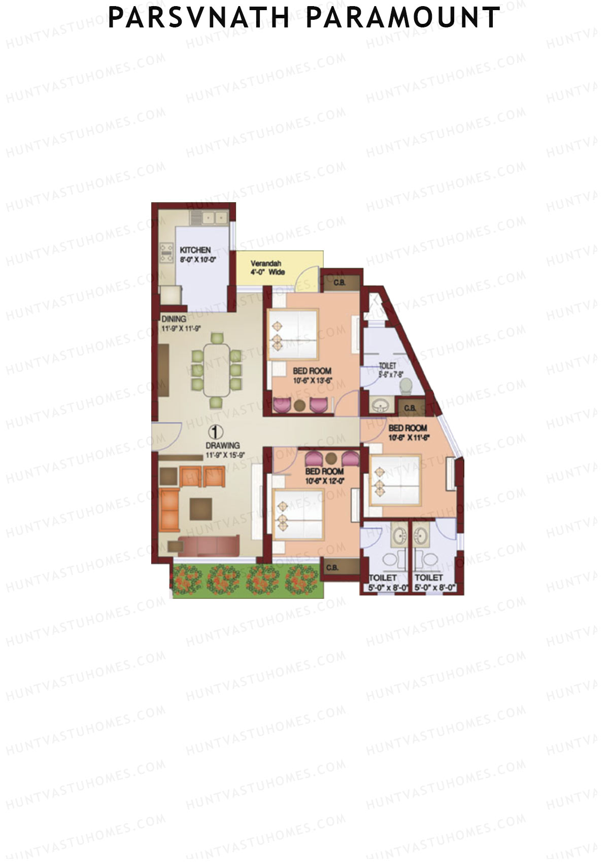 Parsvnath Paramount Tower 1 Unit 1 Floor Plan