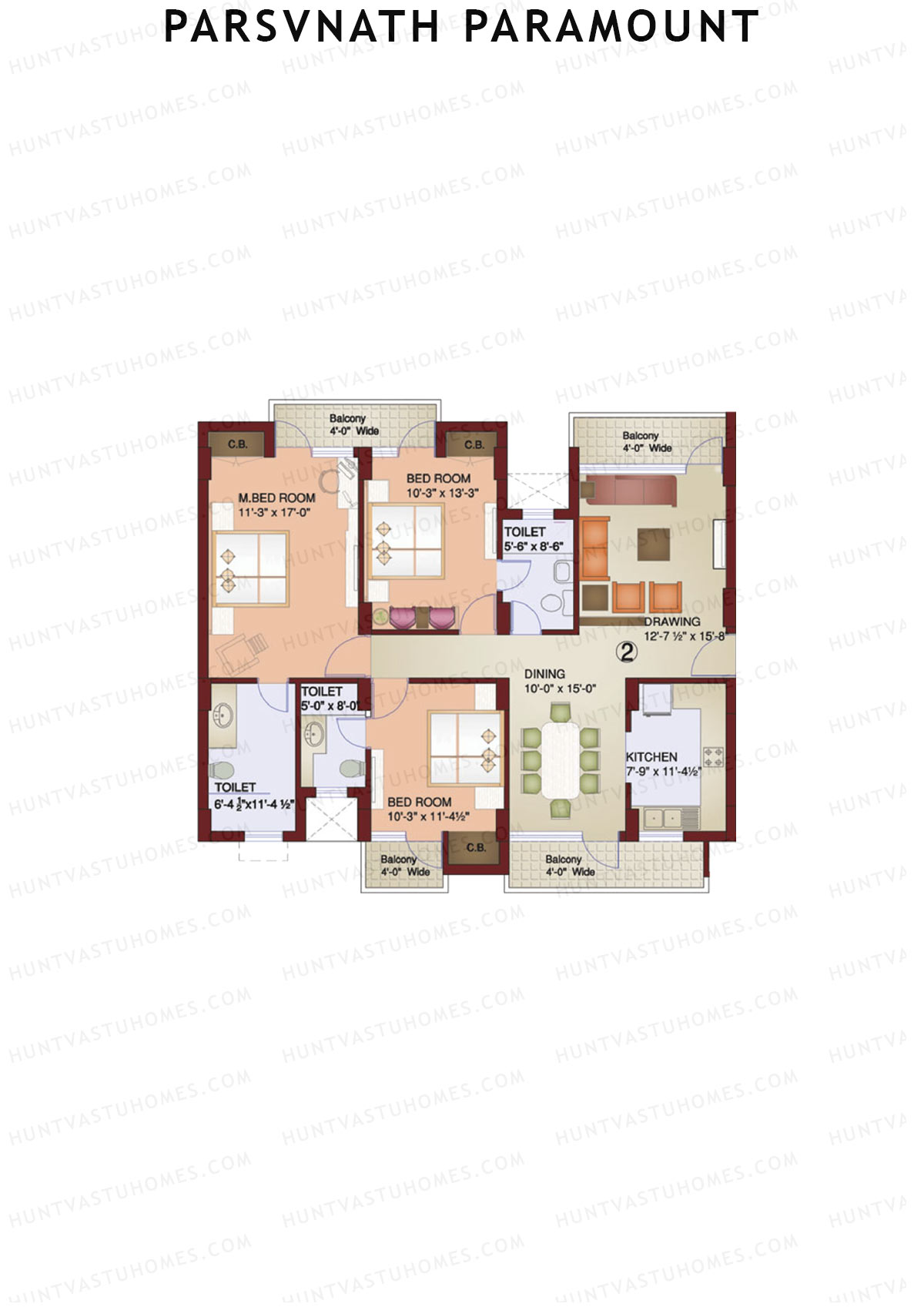 Parsvnath Paramount Tower 1 Unit 2 Floor Plan