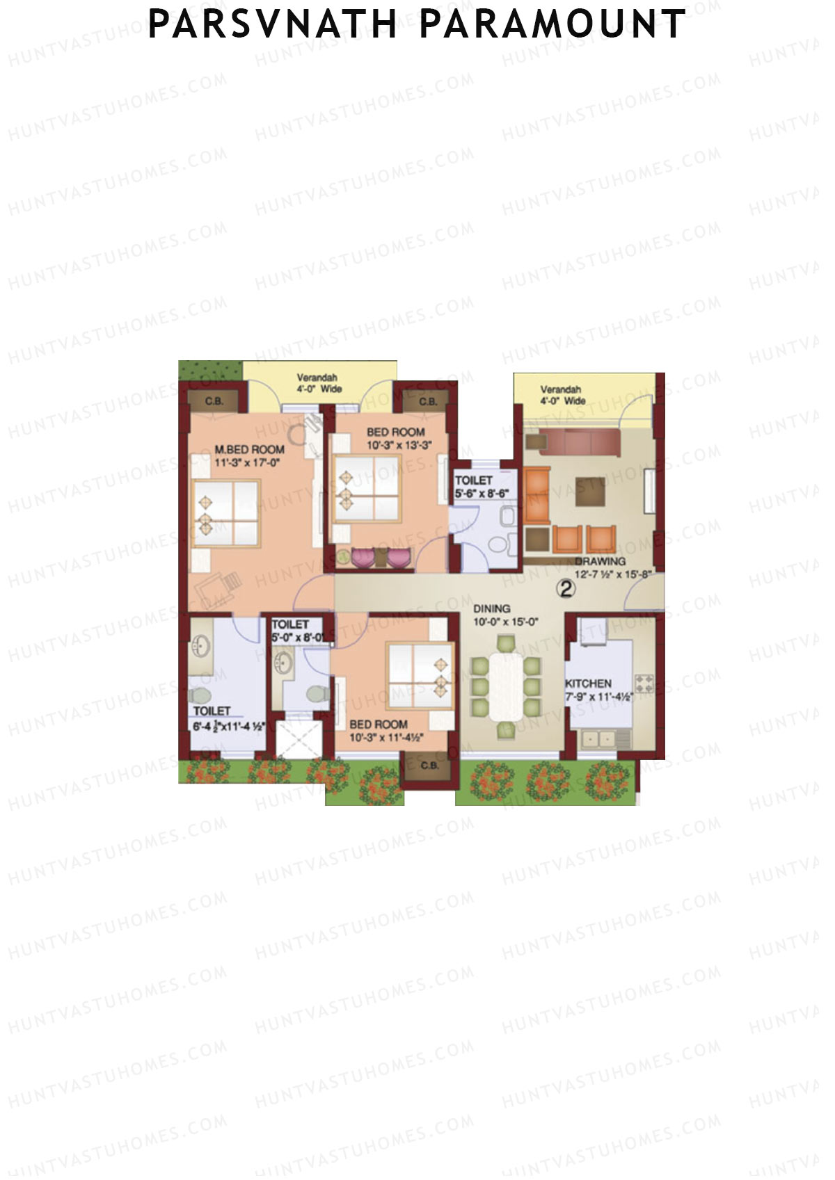 Parsvnath Paramount Tower 1 Unit 2 Floor Plan