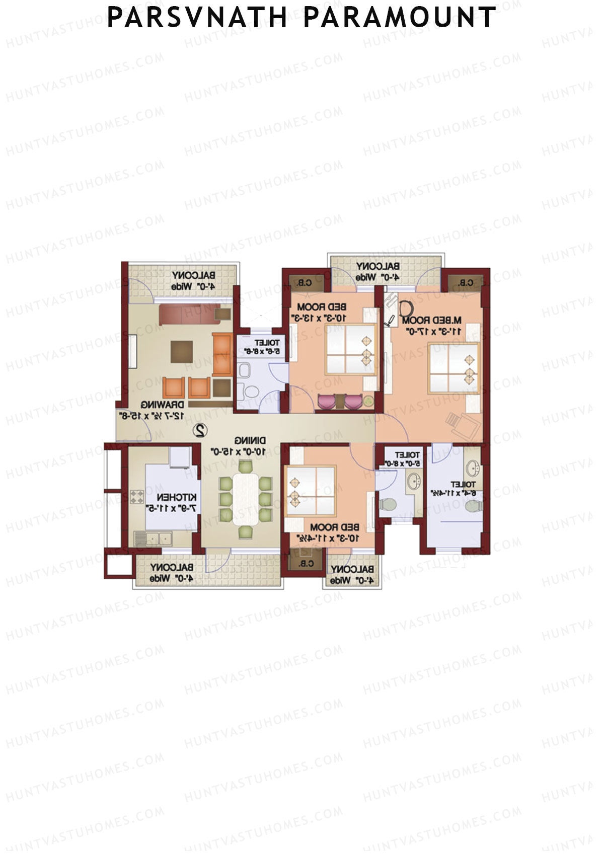 Parsvnath Paramount Tower 2 Unit 1 Floor Plan