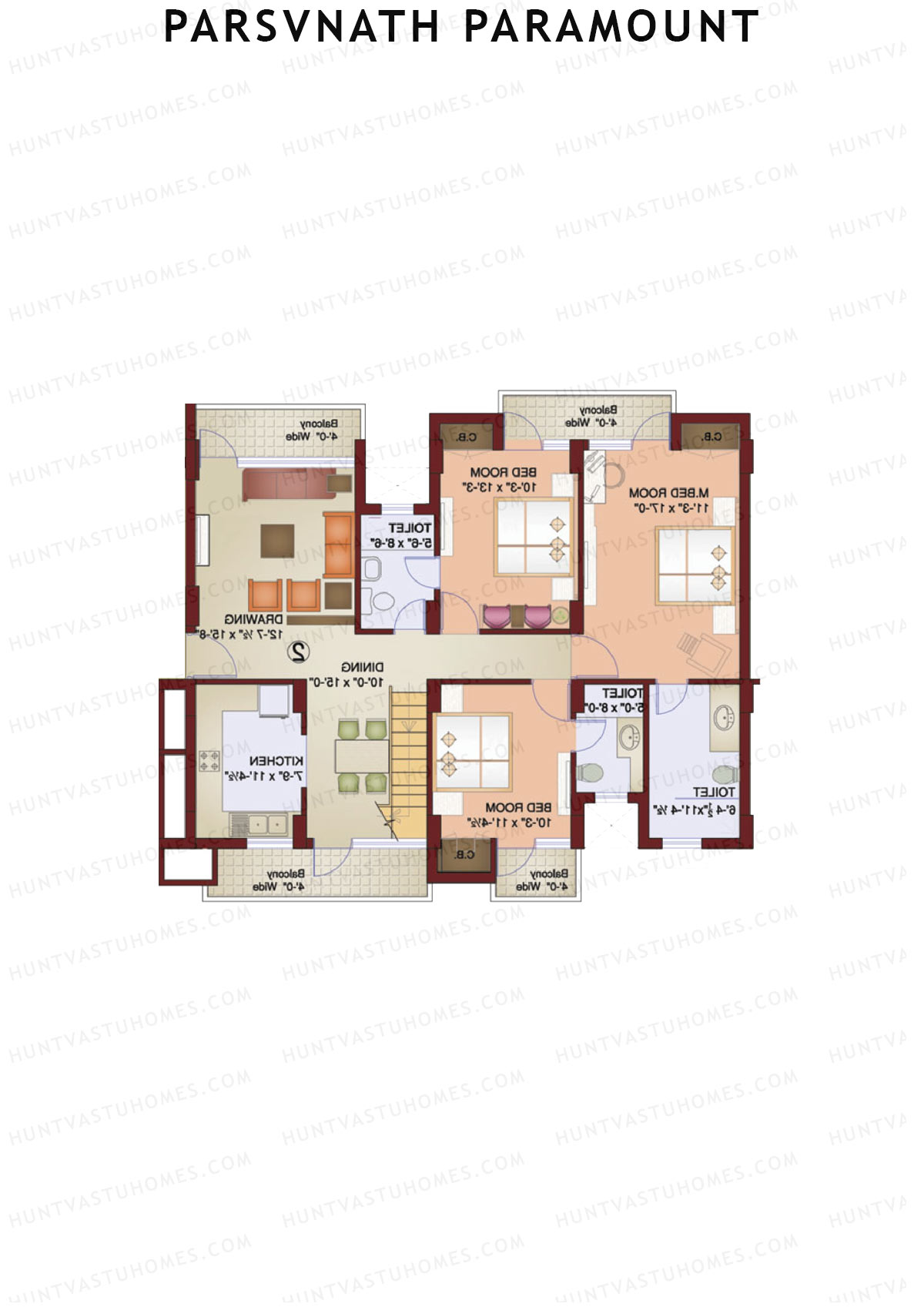 Parsvnath Paramount Tower 2 Unit 1 TYPE (Penthouse) Floor Plan
