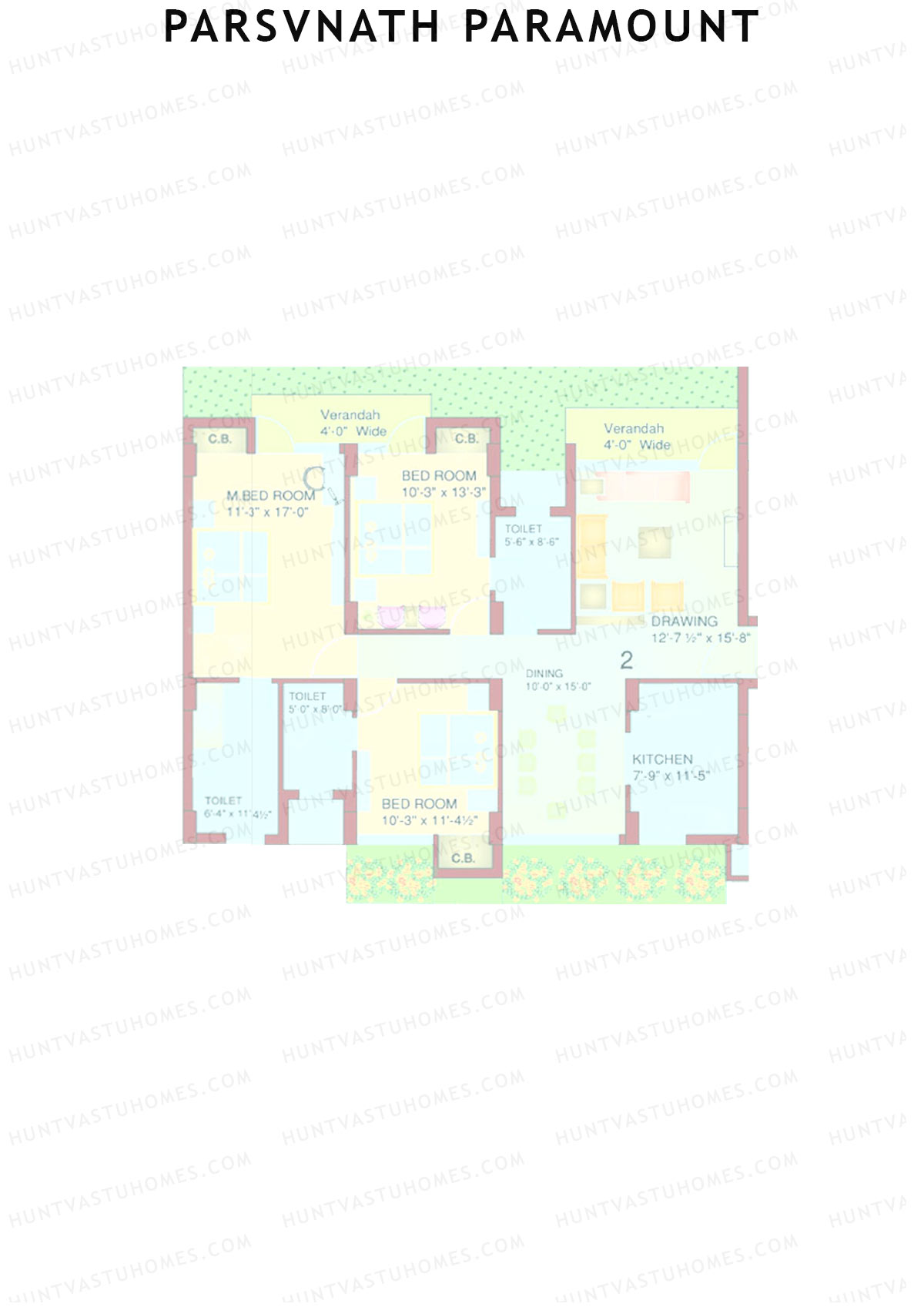 Parsvnath Paramount Tower 2 Unit 2 Floor Plan