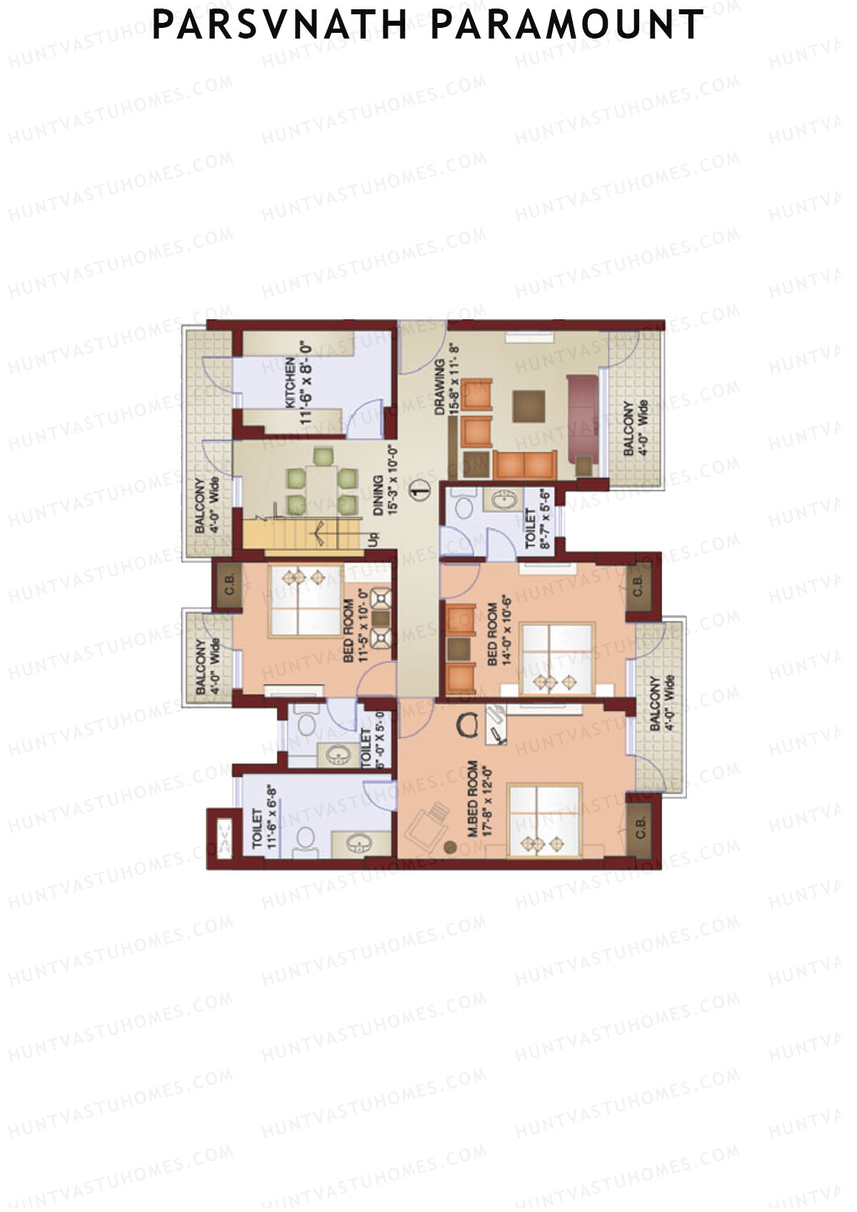 Parsvnath Paramount Tower 4 Unit 1 Type (Penthouse) Floor Plan