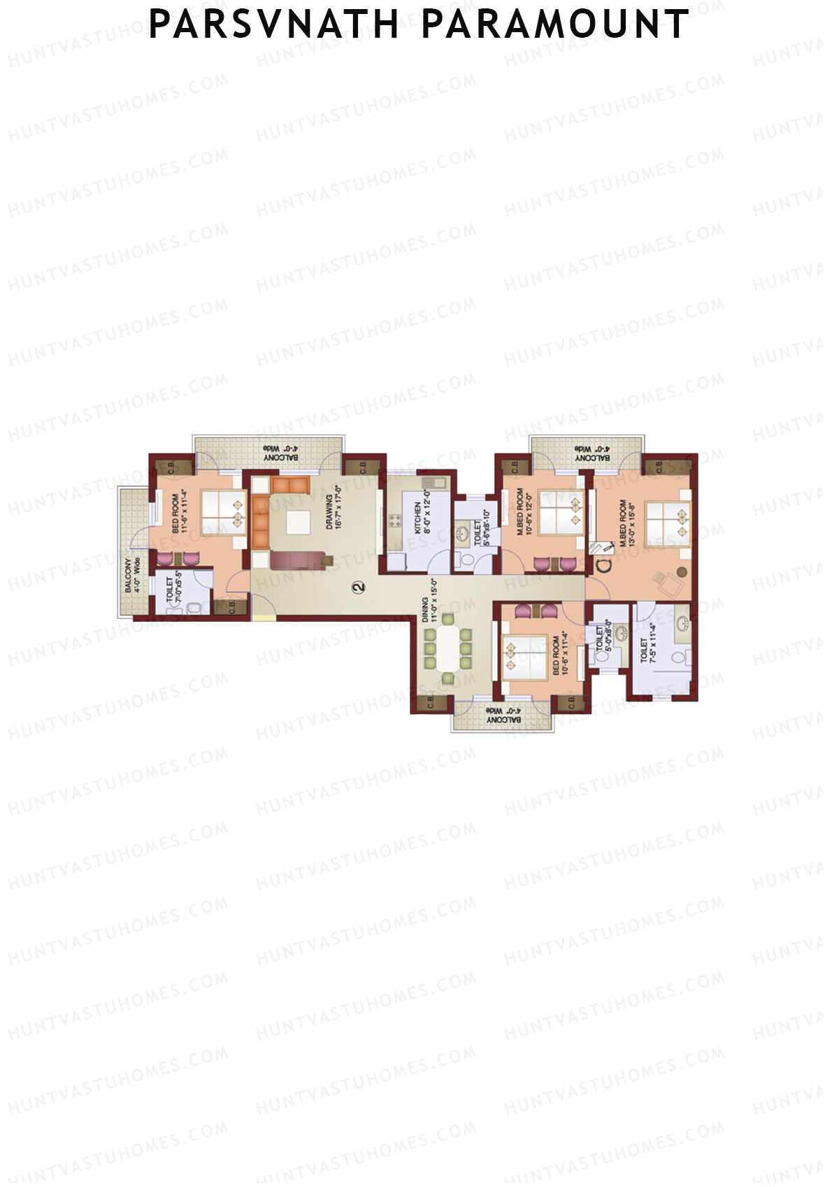 Parsvnath Paramount Tower 4 Unit 2 Floor Plan