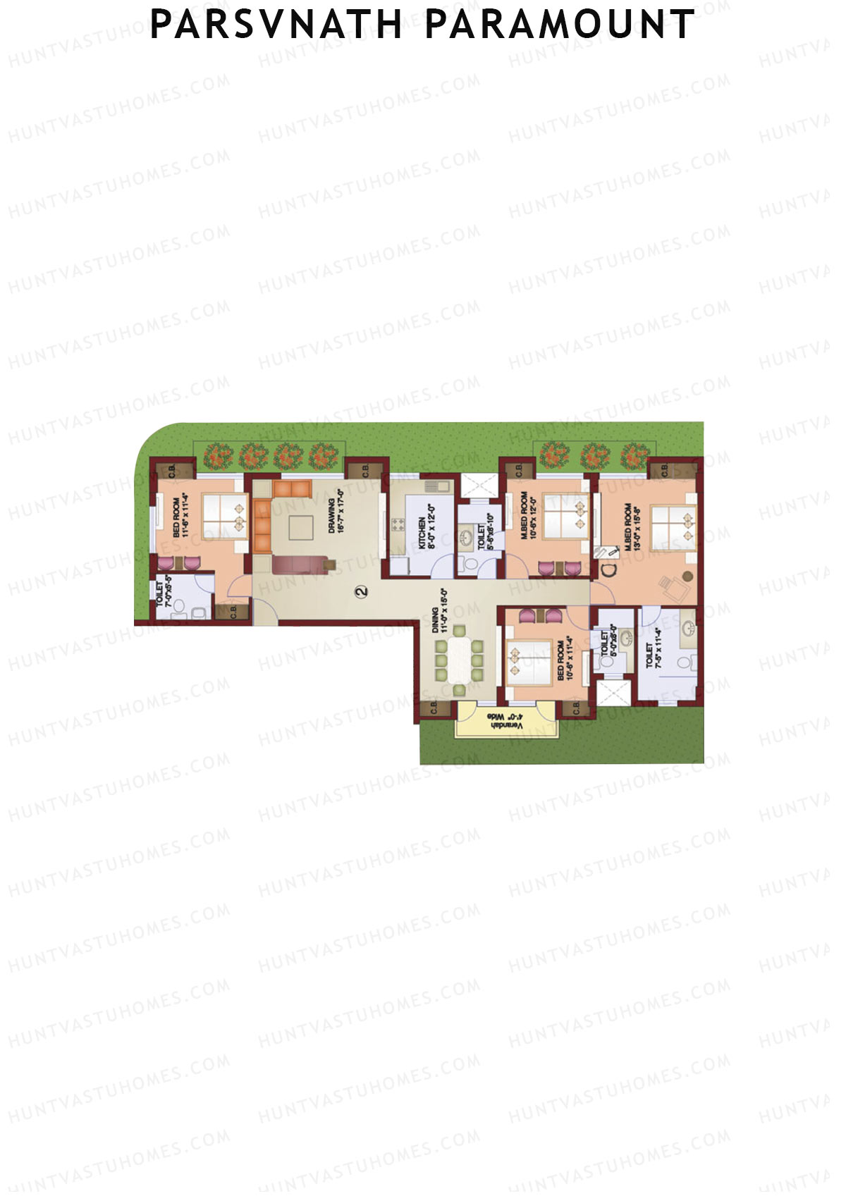 Parsvnath Paramount Tower 4 Unit 2 Floor Plan