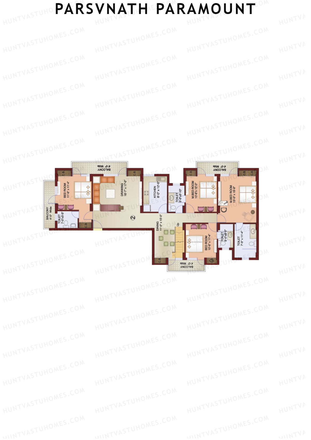Parsvnath Paramount Tower 4 Unit 2 Type (Penthouse) Floor Plan
