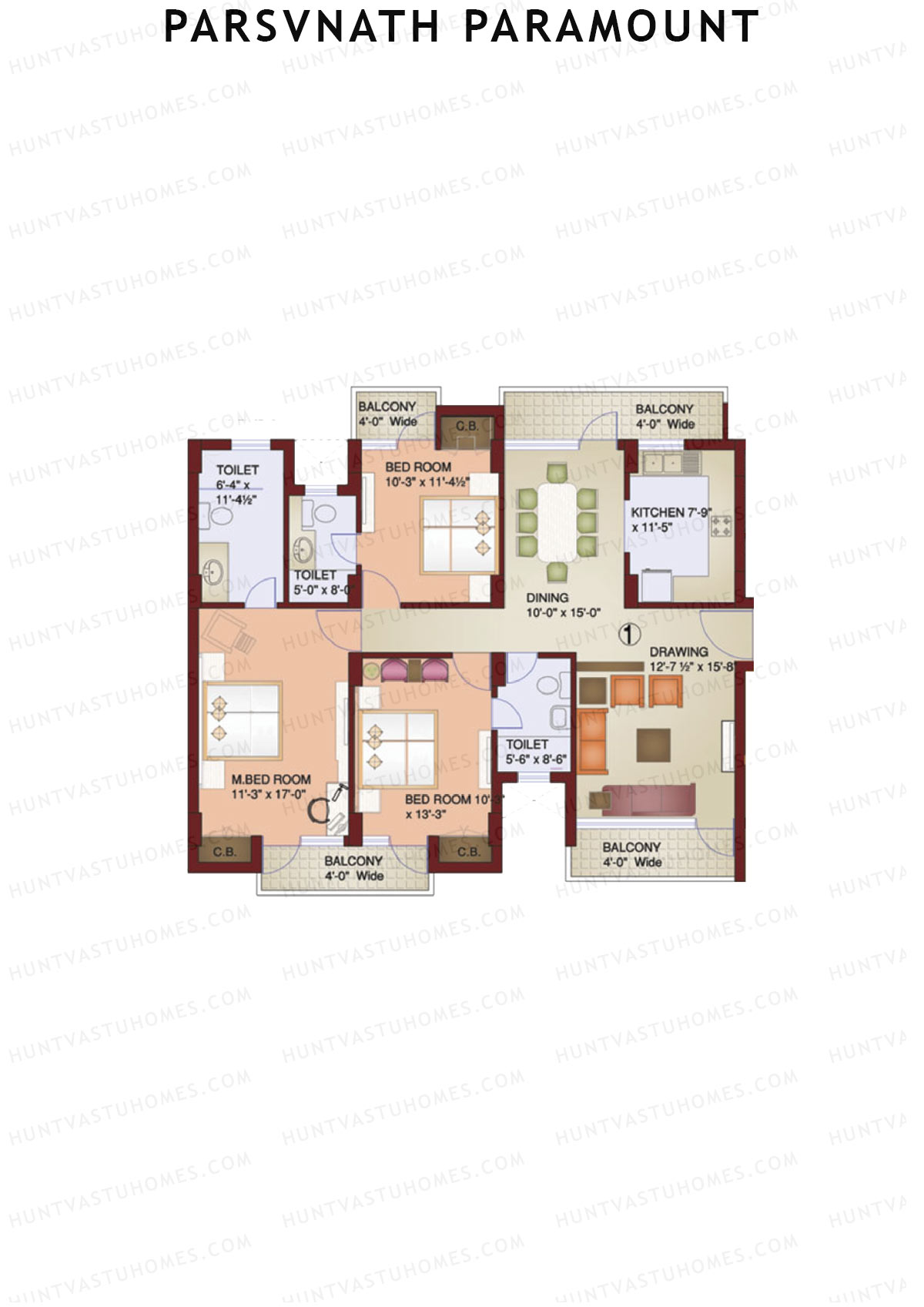 Parsvnath Paramount Tower 5 Unit 1 Floor Plan