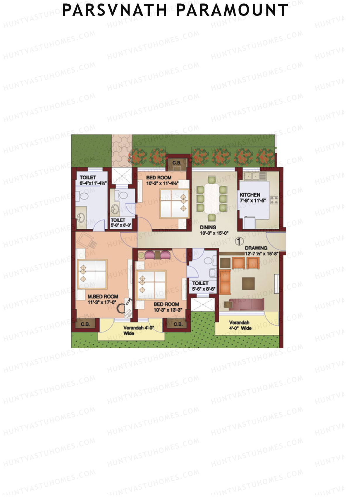Parsvnath Paramount Tower 5 Unit 1 Floor Plan