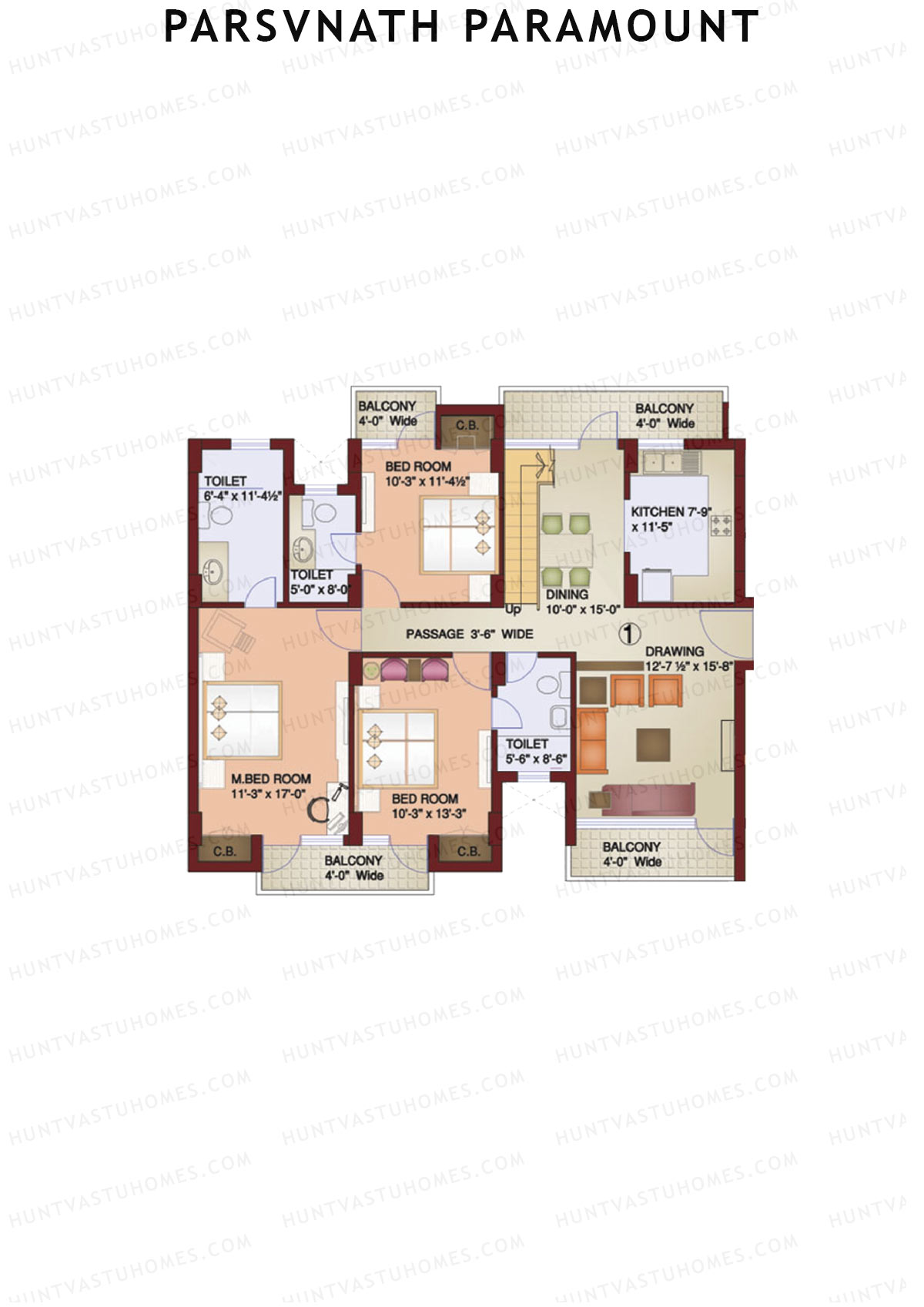 Parsvnath Paramount Tower 5 Unit 1 Type (Penthouse) Floor Plan