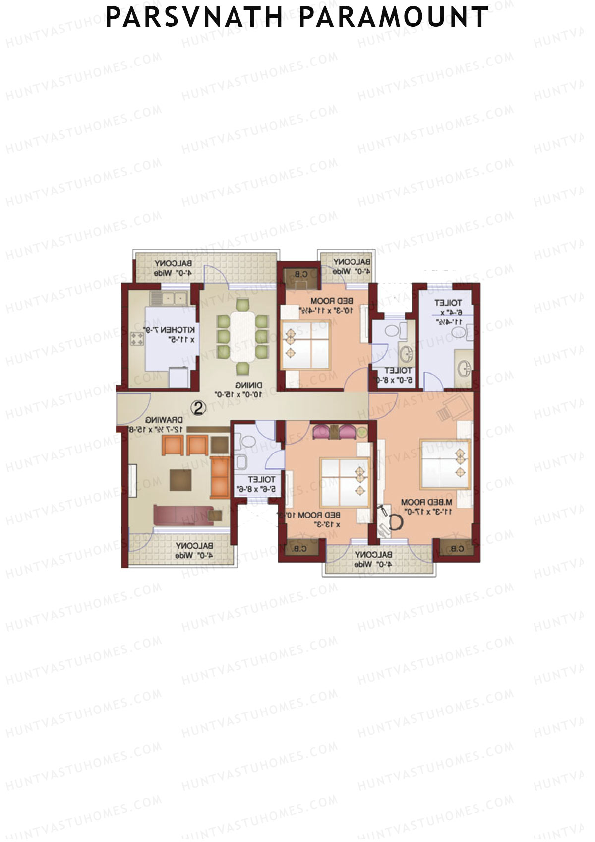 Parsvnath Paramount Tower 5 Unit 2 Floor Plan