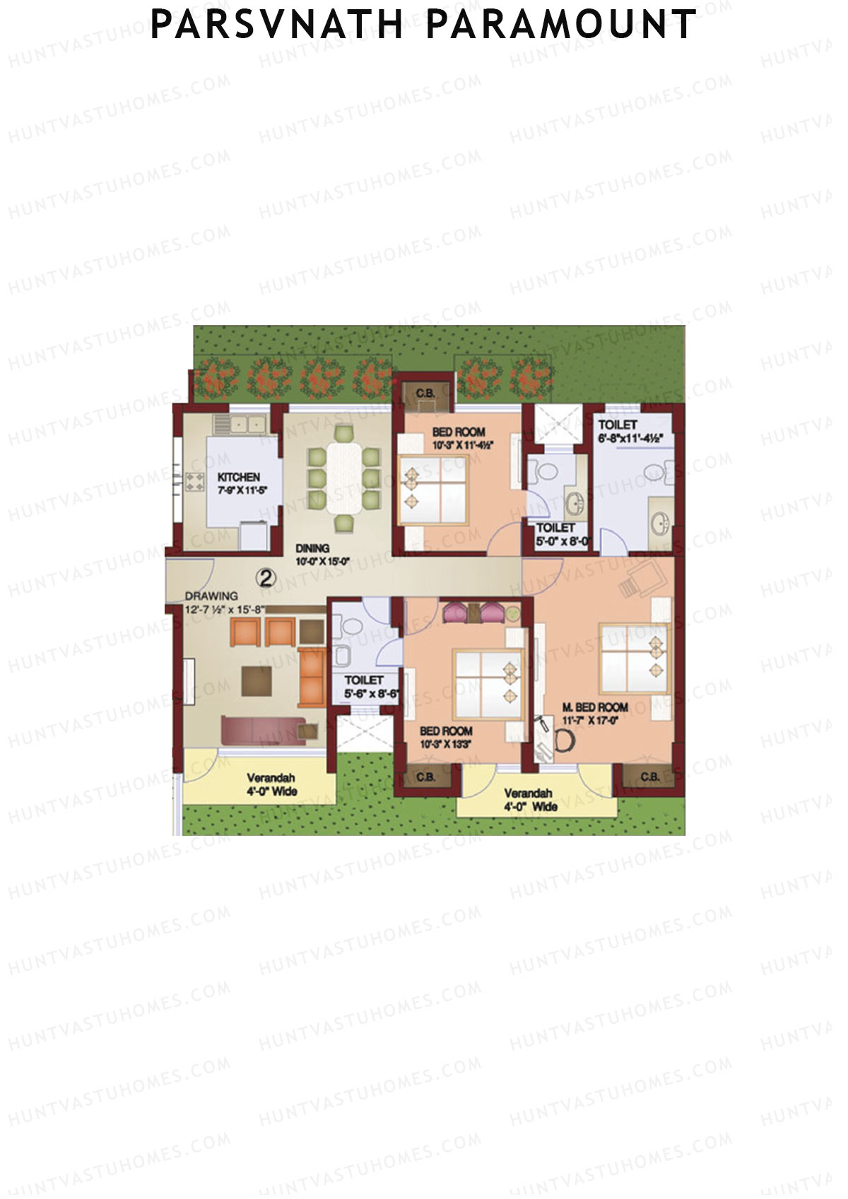 Parsvnath Paramount Tower 5 Unit 2 Floor Plan