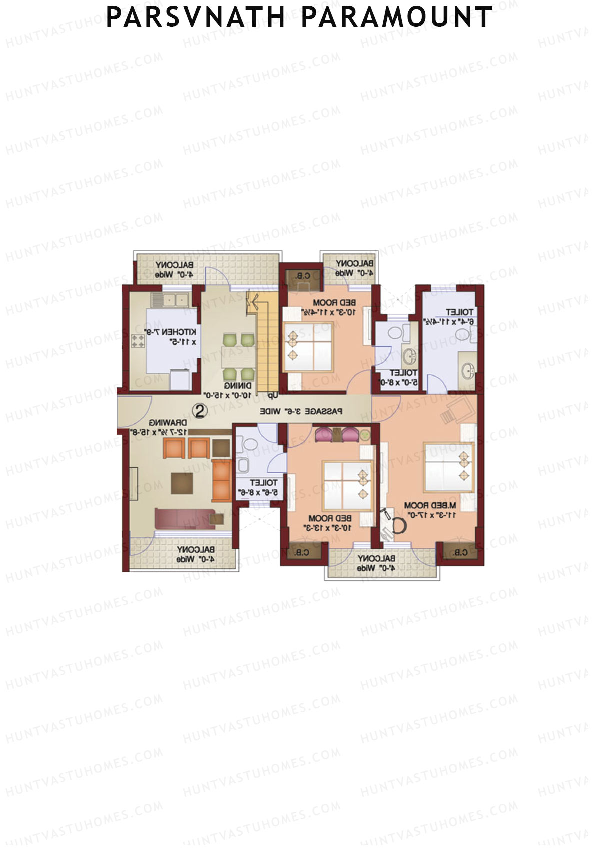 Parsvnath Paramount Tower 5 Unit 2 Type (Penthouse) Floor Plan