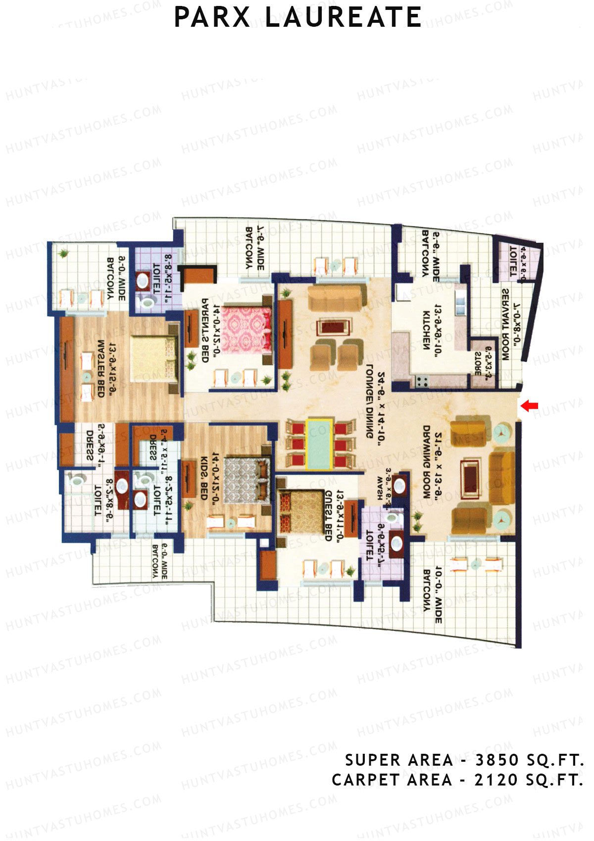 Parx Laureate Delonix Unit 1 (Type 2) Floor Plan