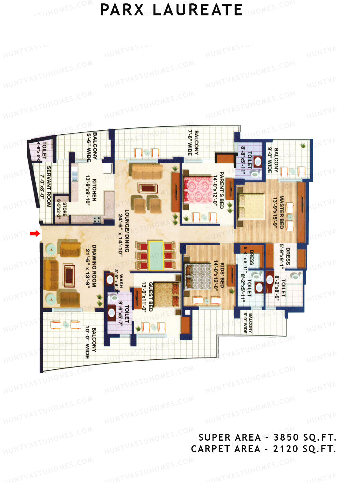 Parx Laureate Delonix Unit 2 (Type 2) Floor Plan