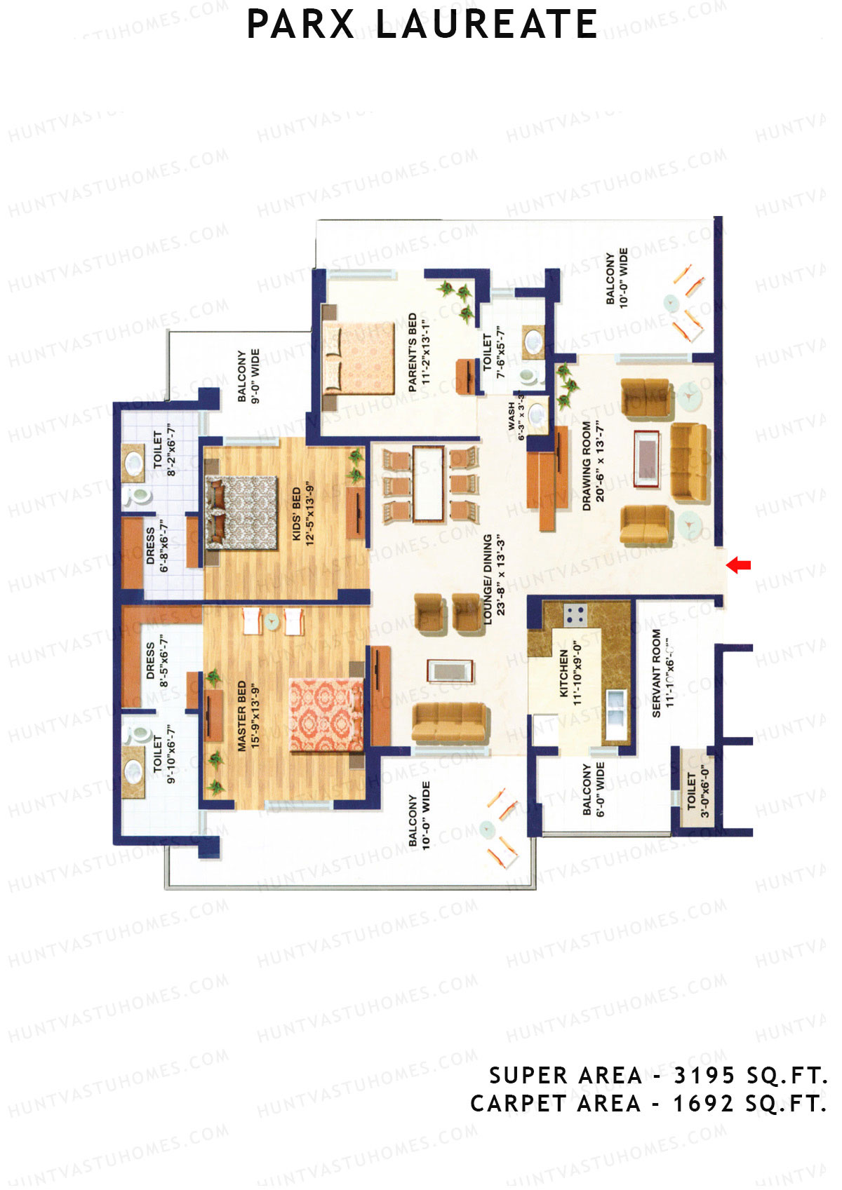 Parx Laureate Laurel Unit 1 (Type 1) Floor Plan