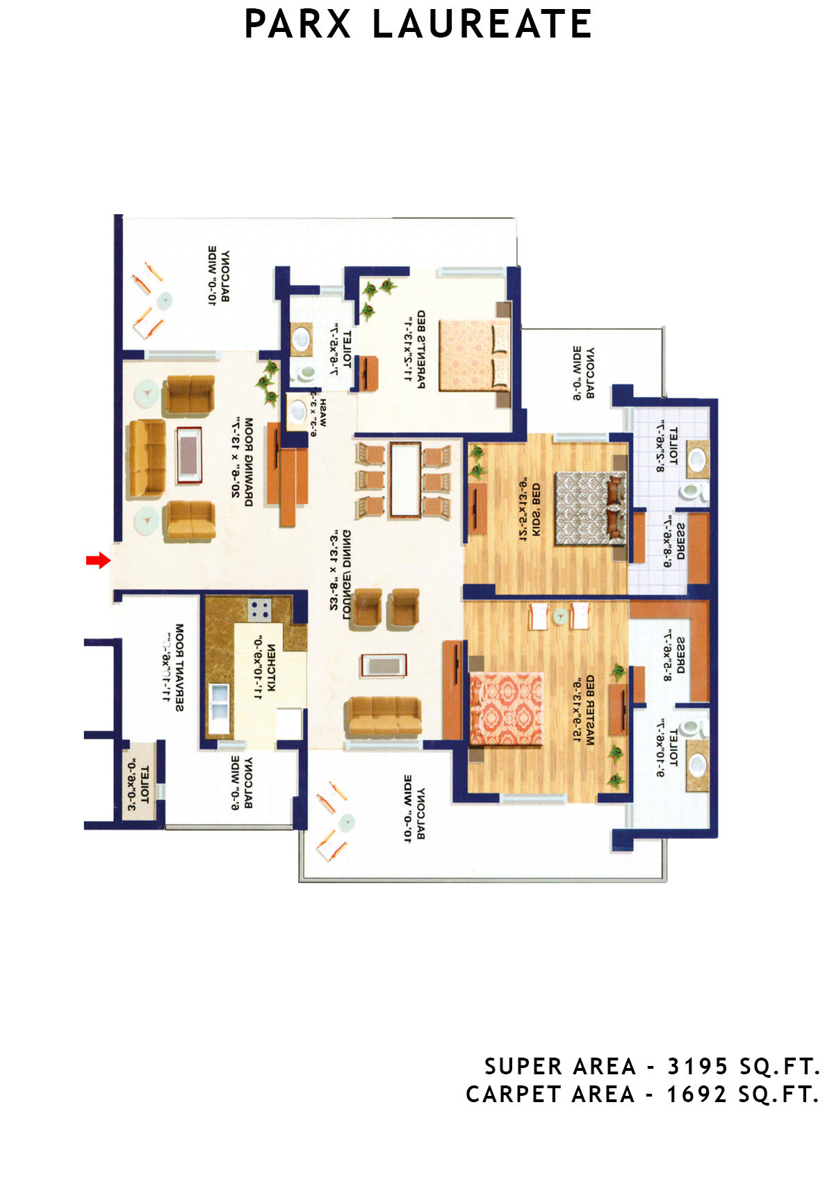 Parx Laureate Laurel Unit 2 (Type 1) Floor Plan