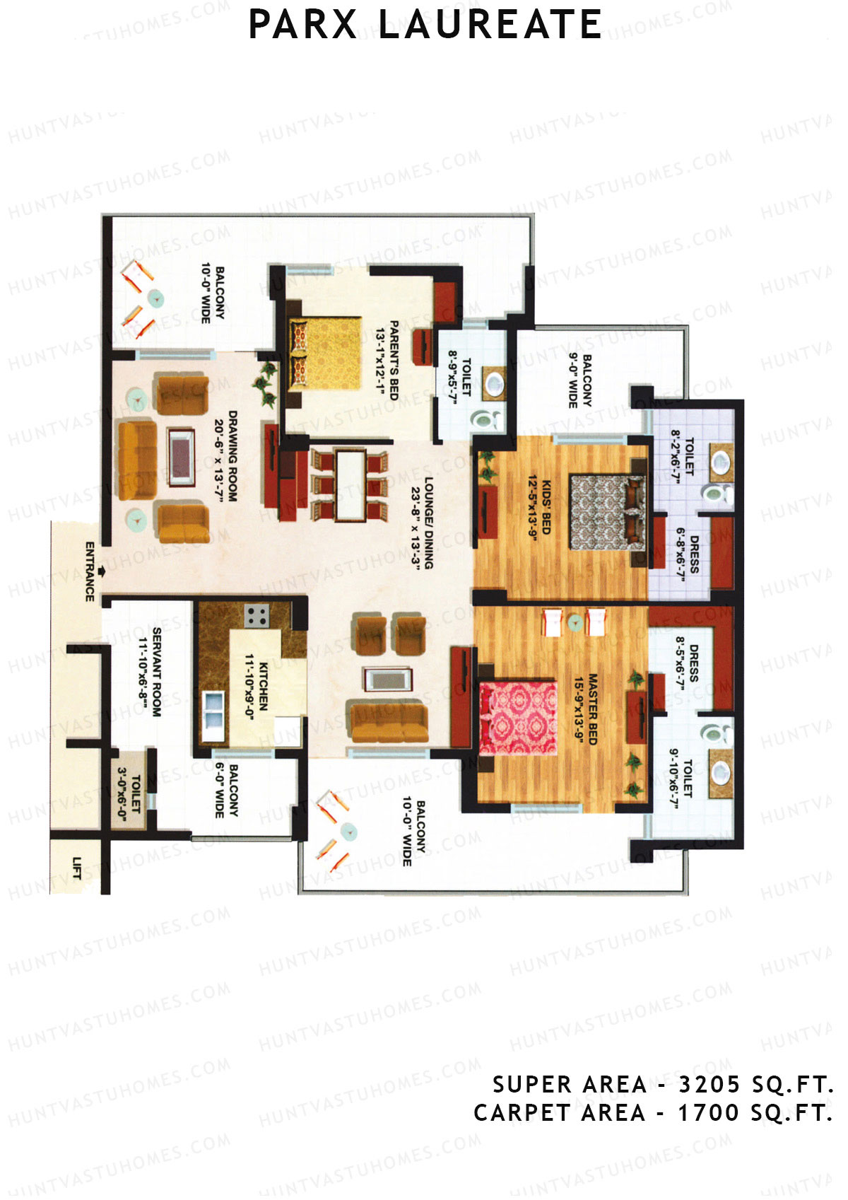 Parx Laureate Laurel Unit 2 (Type 1A) Floor Plan