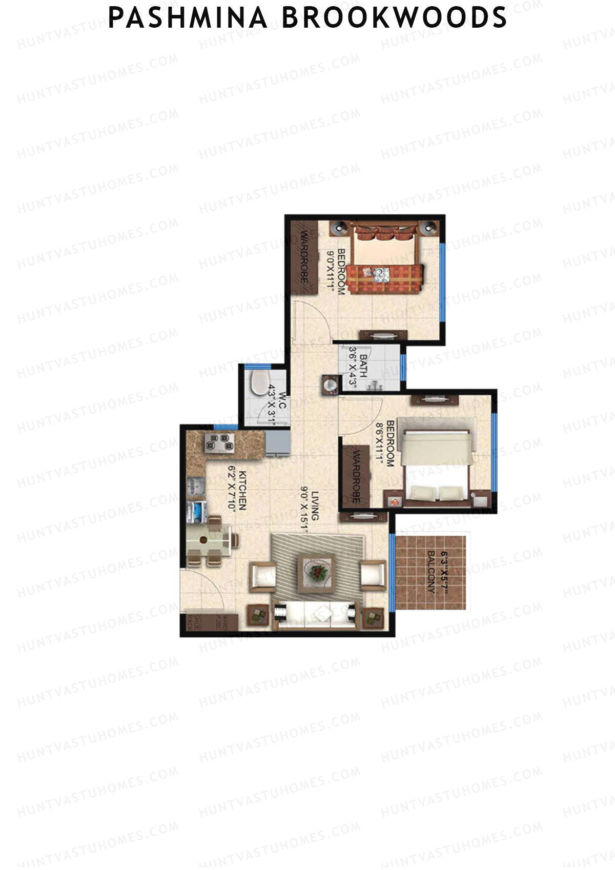 Pashmina Brookwoods Block 1 Wing A Unit 1 Floor Plan