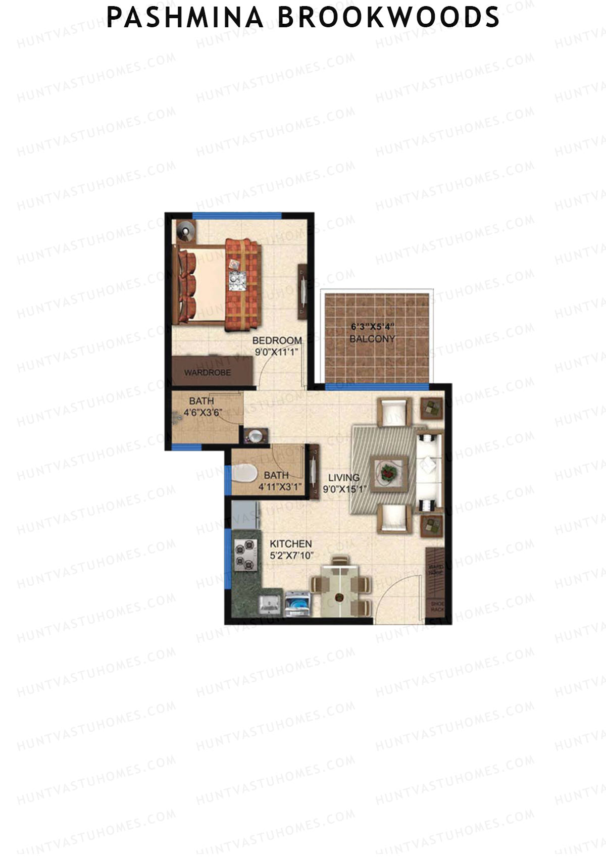Pashmina Brookwoods Block 1 Wing A Unit 4 Floor Plan