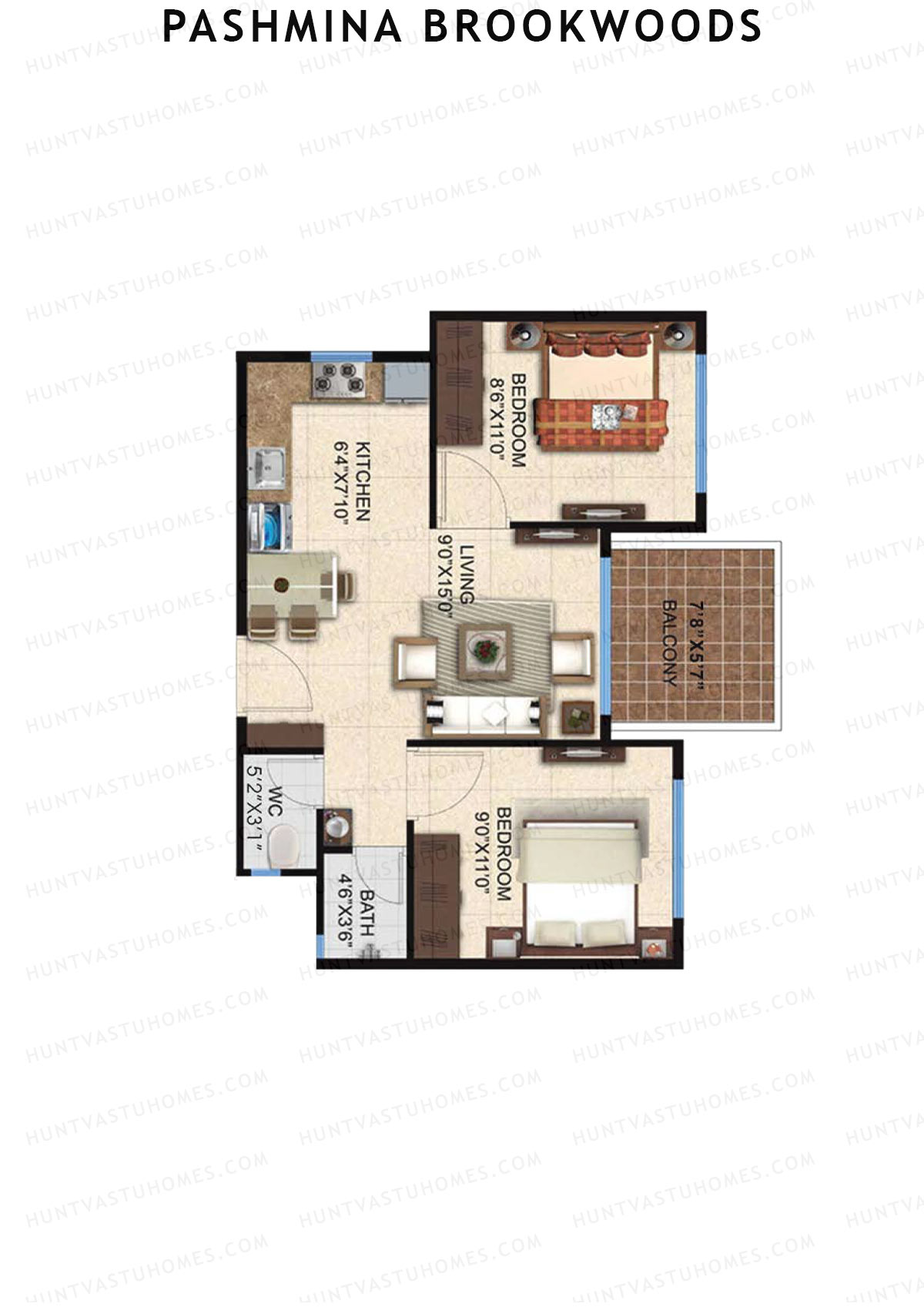Pashmina Brookwoods Block 2 Wing F Unit 4 Floor Plan