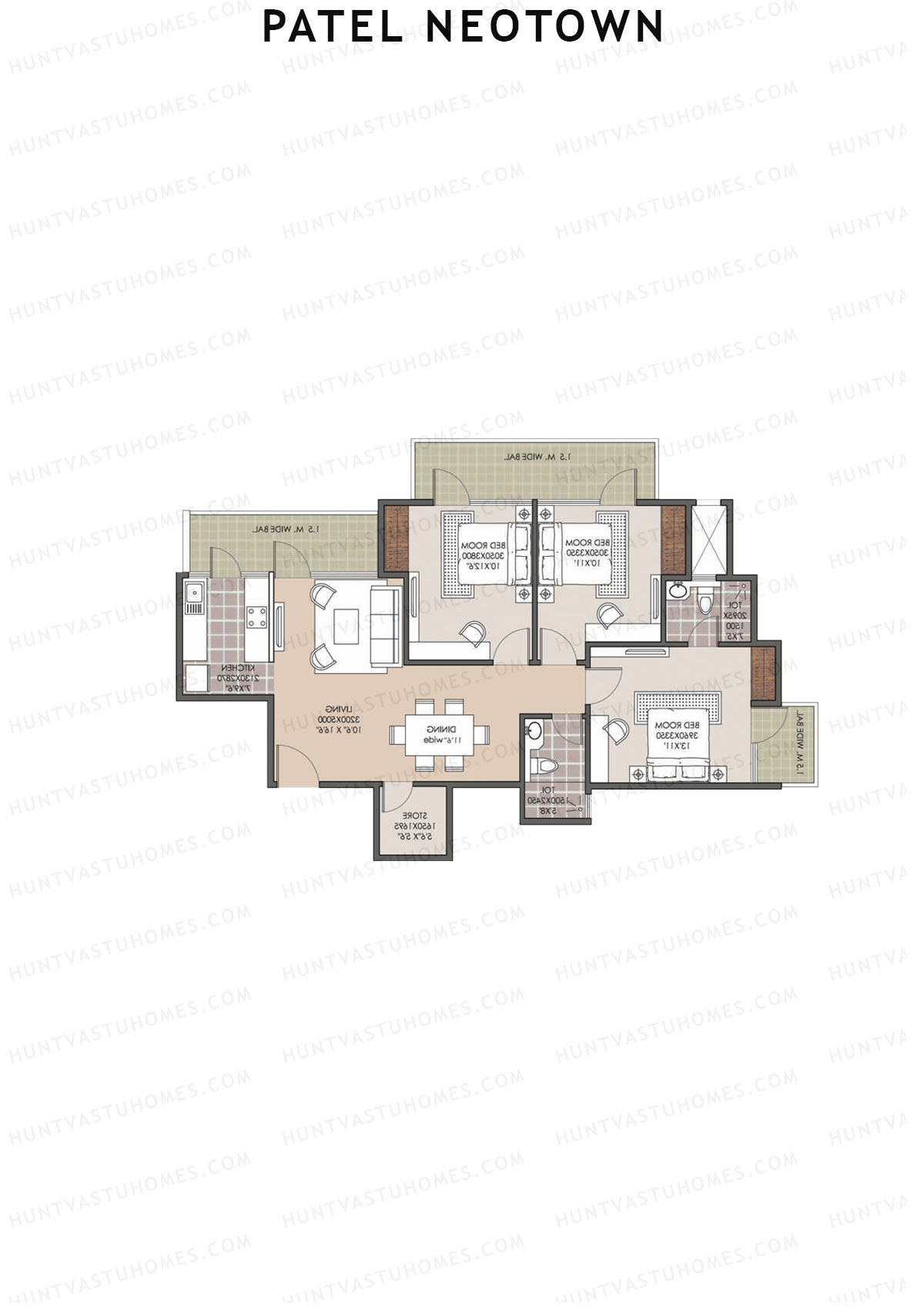 Patel Neotown Tower D1 Unit 3 (Type 10) Floor Plan