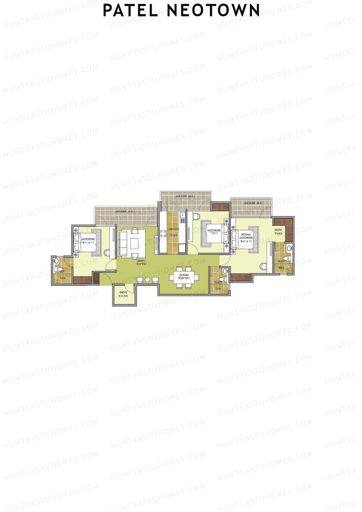 Patel Neotown Tower D3 Unit 1 (Type 14) Floor Plan