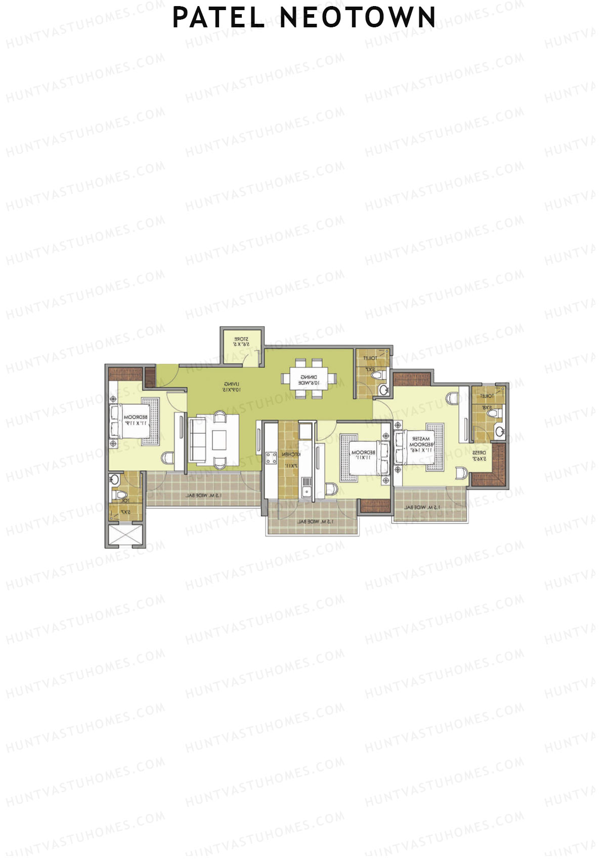 Patel Neotown Tower D3 Unit 2 (Type 15) Floor Plan