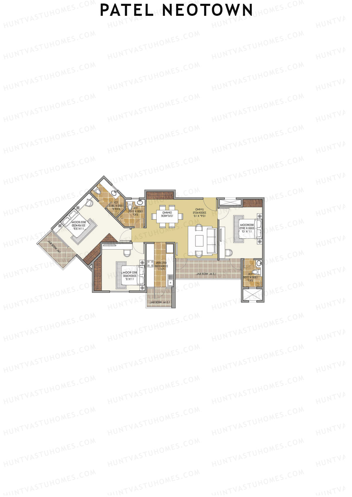 Patel Neotown Tower D3 Unit 3 (Type 11) Floor Plan