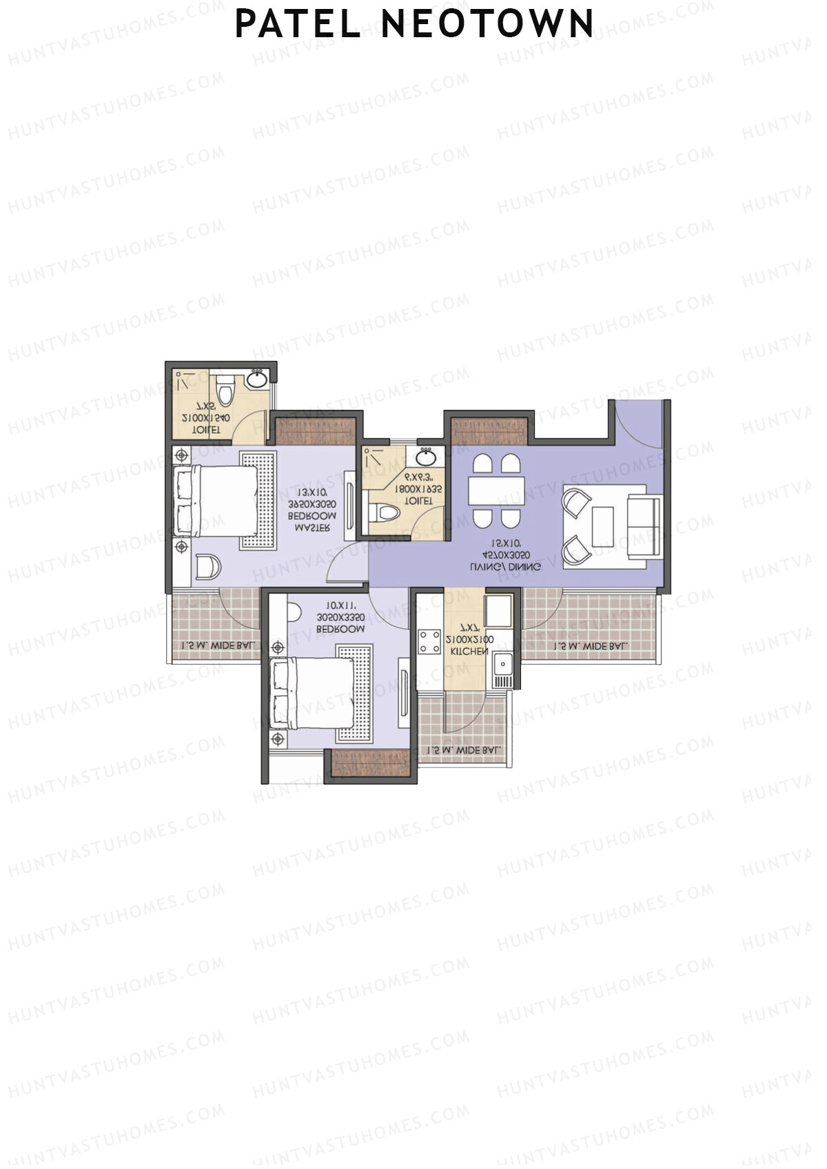 Patel Neotown Tower D4 Unit 1 (Type 1) Floor Plan